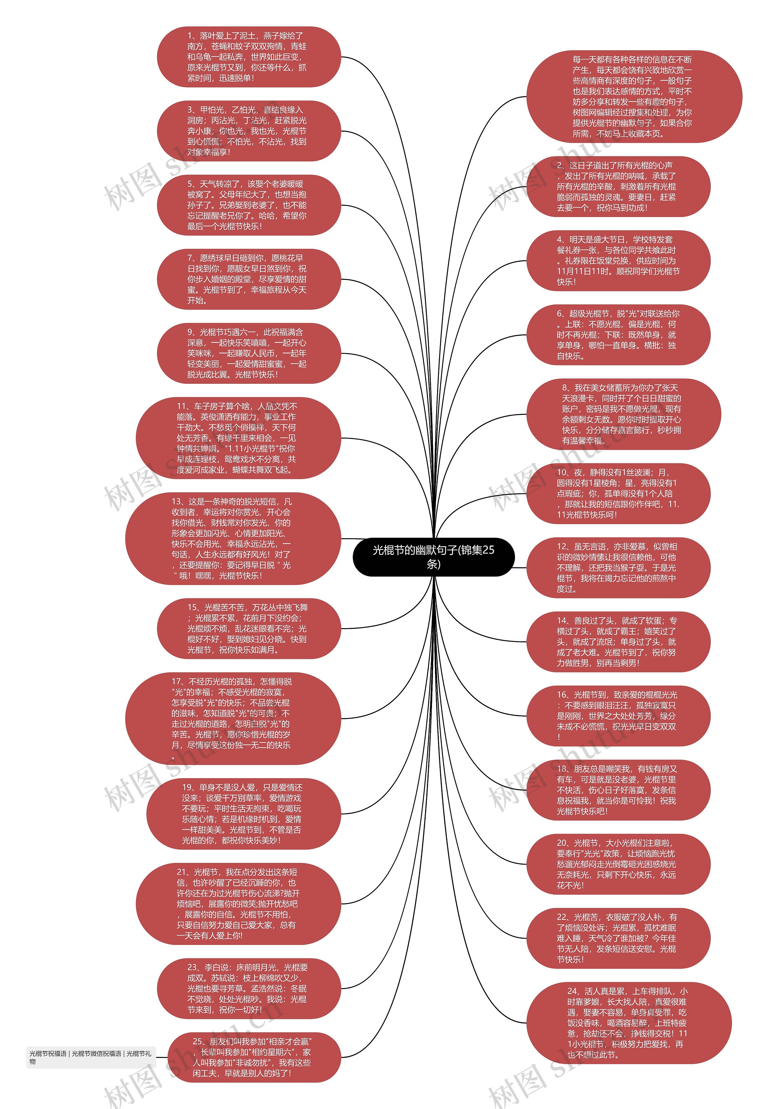 光棍节的幽默句子(锦集25条)思维导图