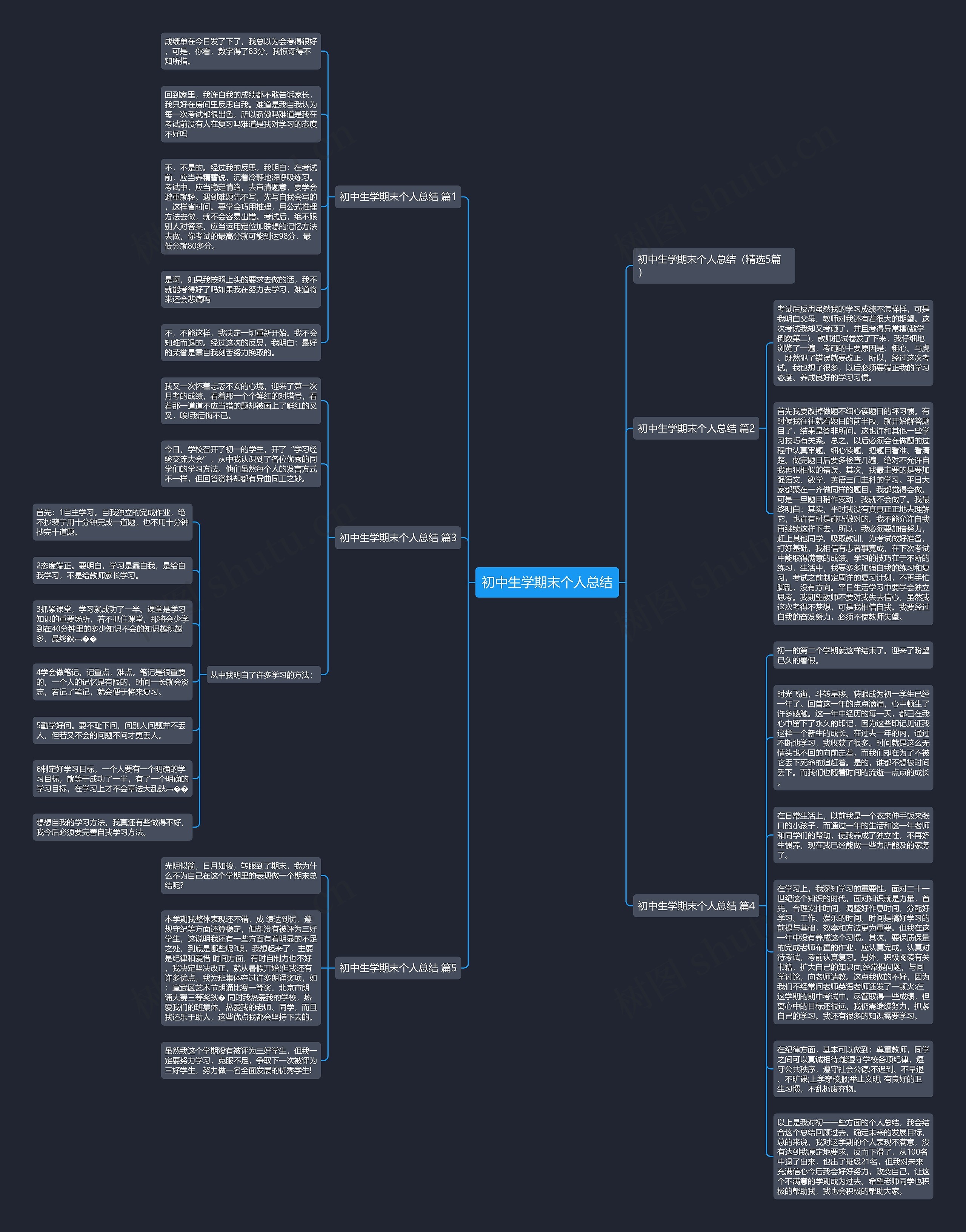 初中生学期末个人总结思维导图