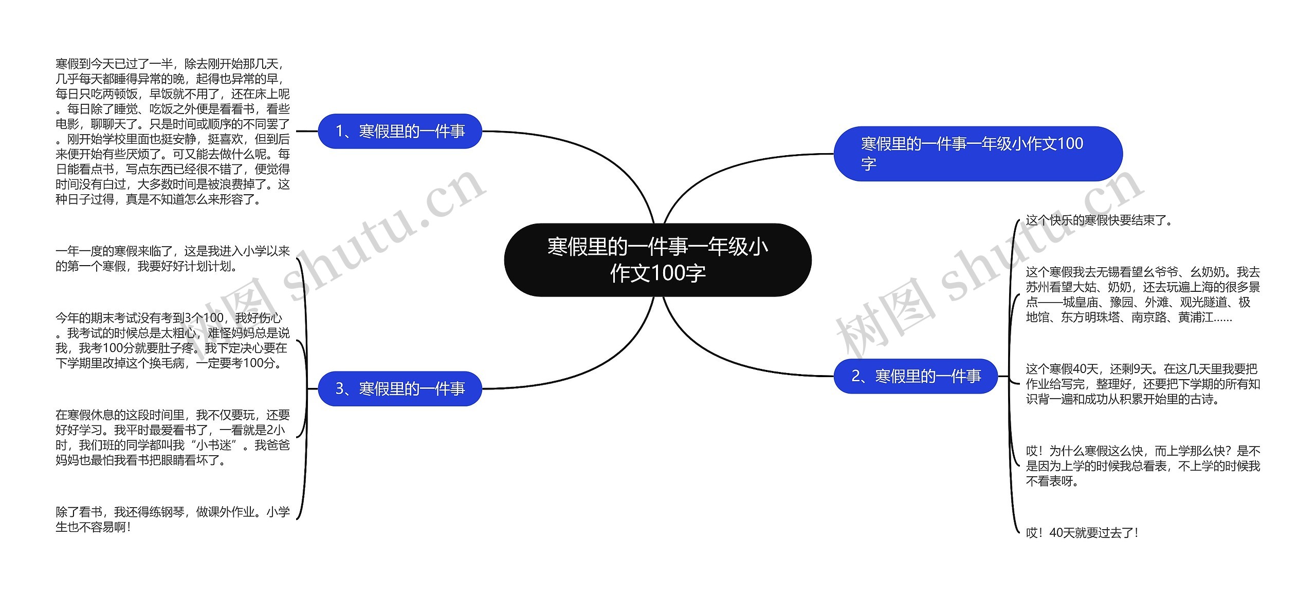 寒假里的一件事一年级小作文100字思维导图