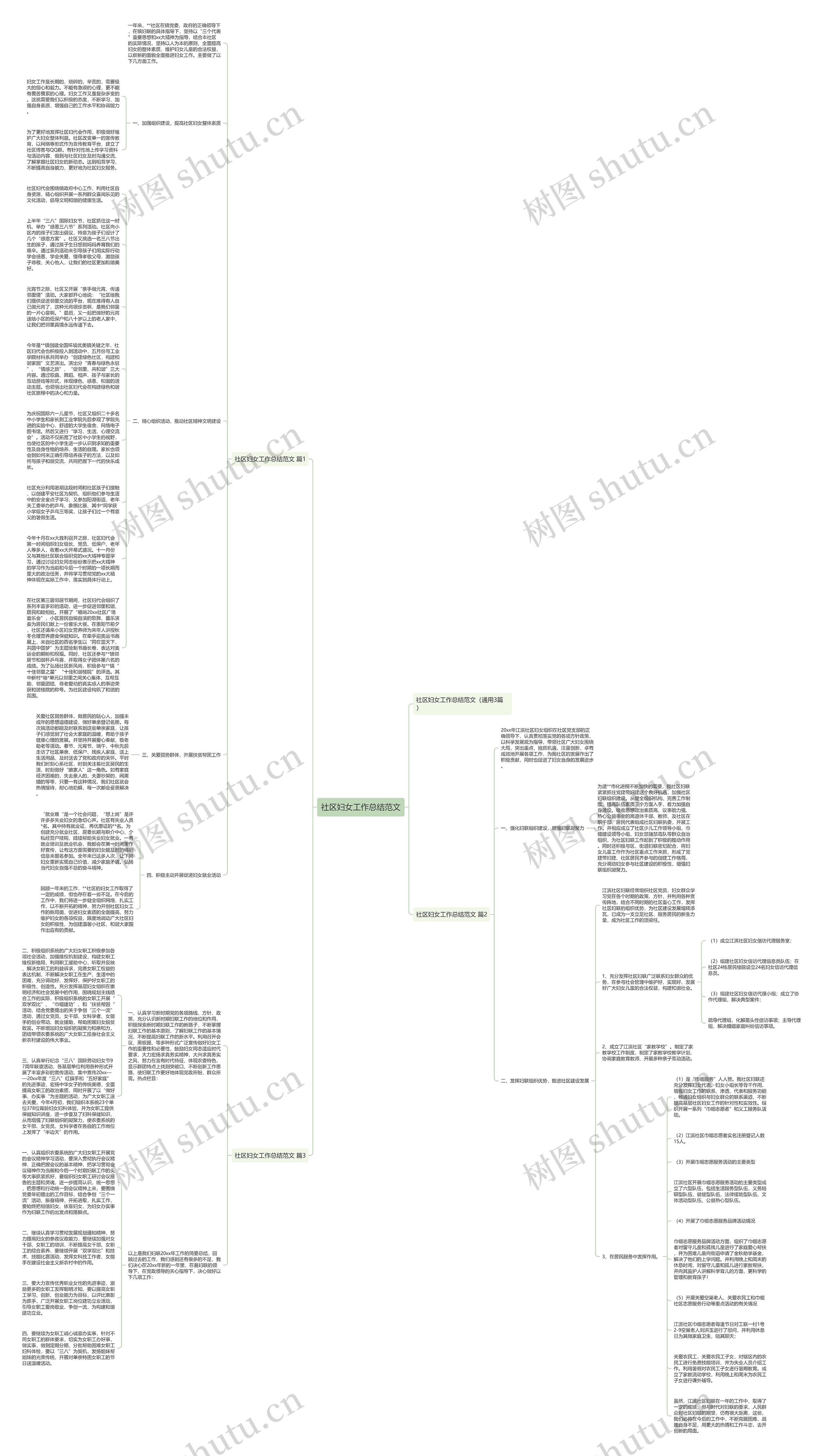 社区妇女工作总结范文思维导图
