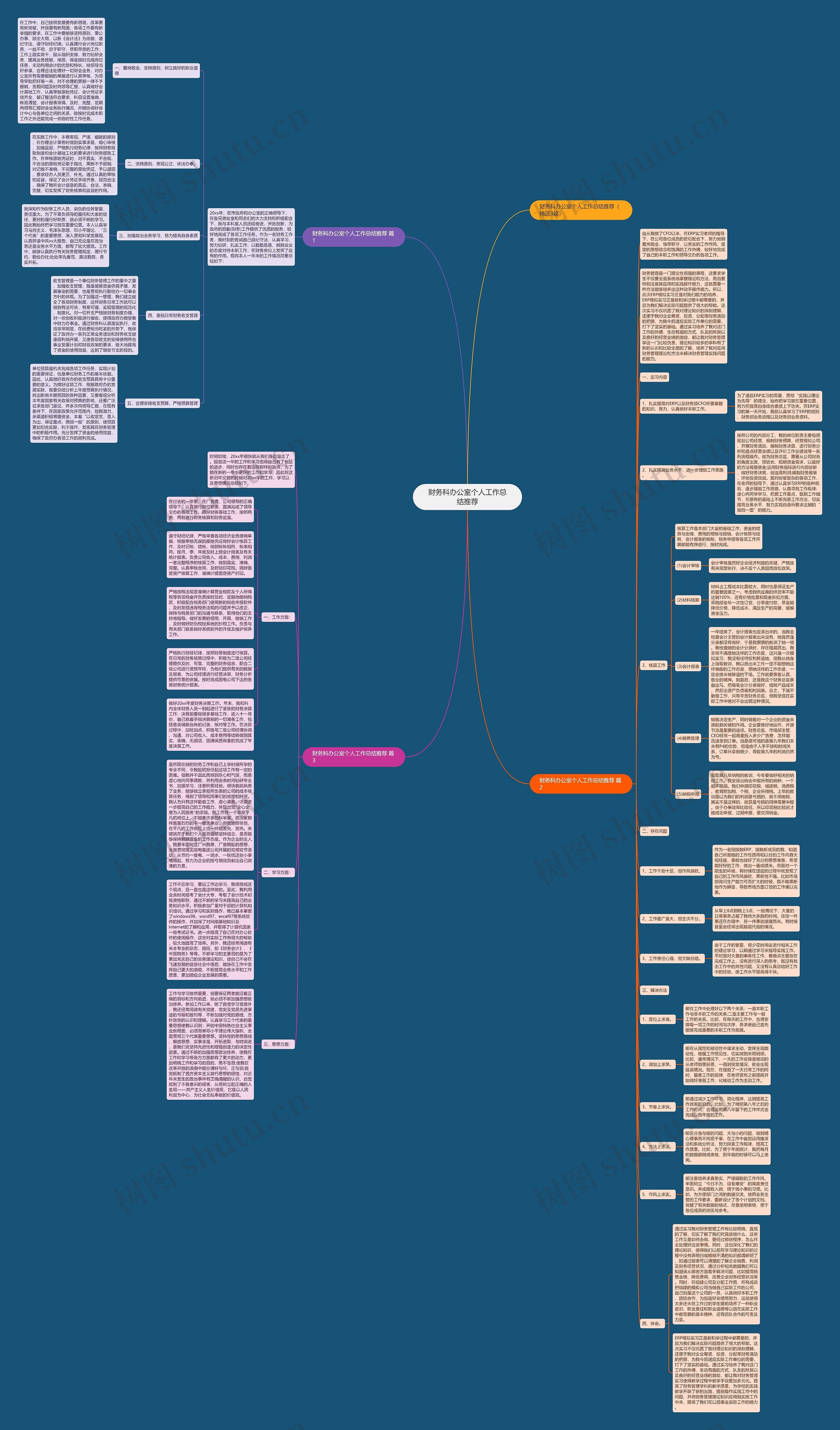 财务科办公室个人工作总结推荐思维导图