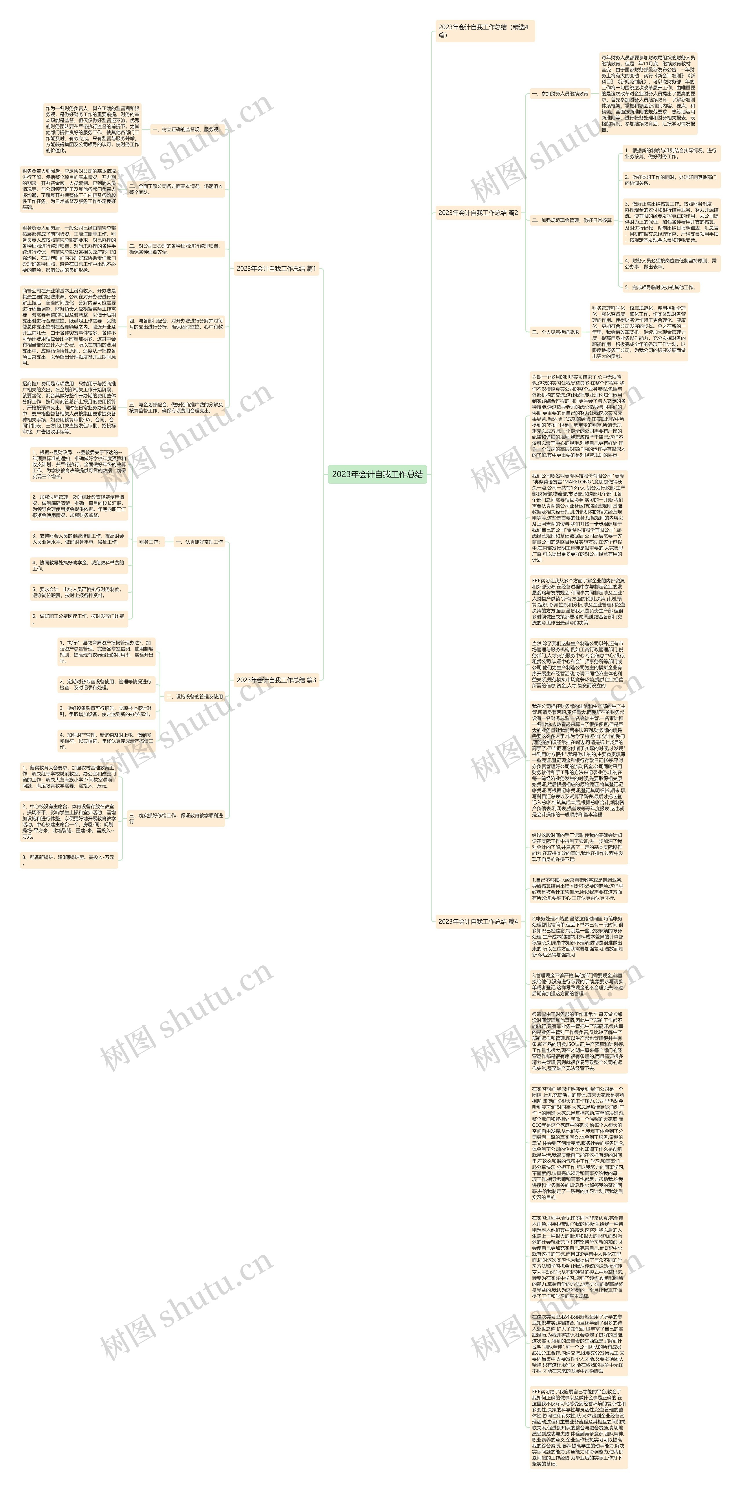 2023年会计自我工作总结思维导图
