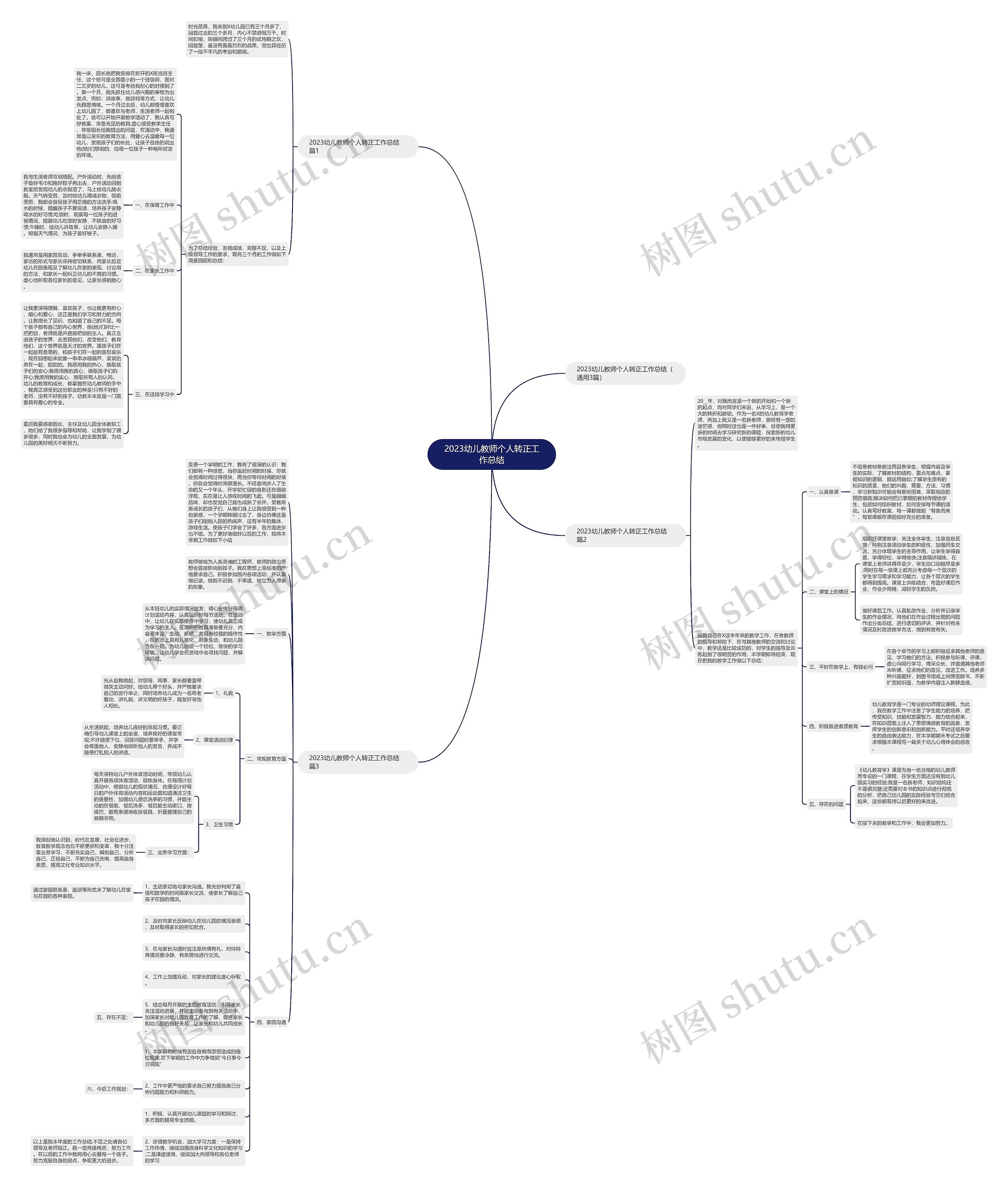 2023幼儿教师个人转正工作总结思维导图