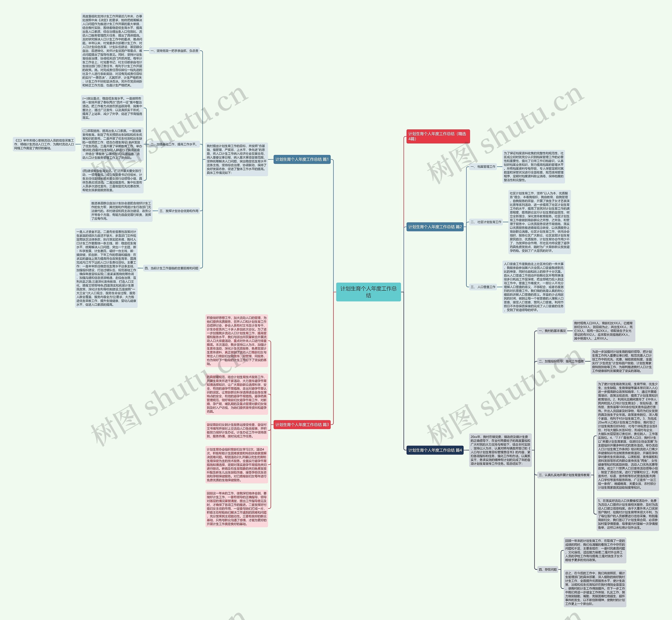 计划生育个人年度工作总结思维导图