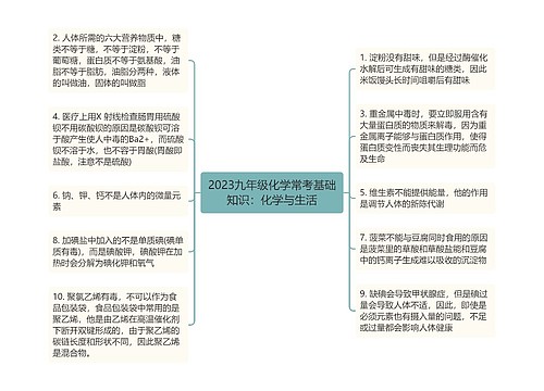 2023九年级化学常考基础知识：化学与生活