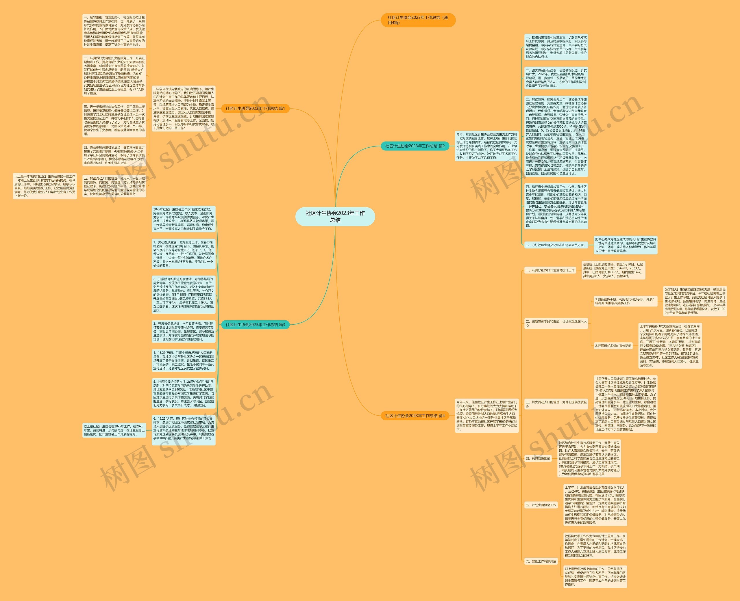 社区计生协会2023年工作总结思维导图