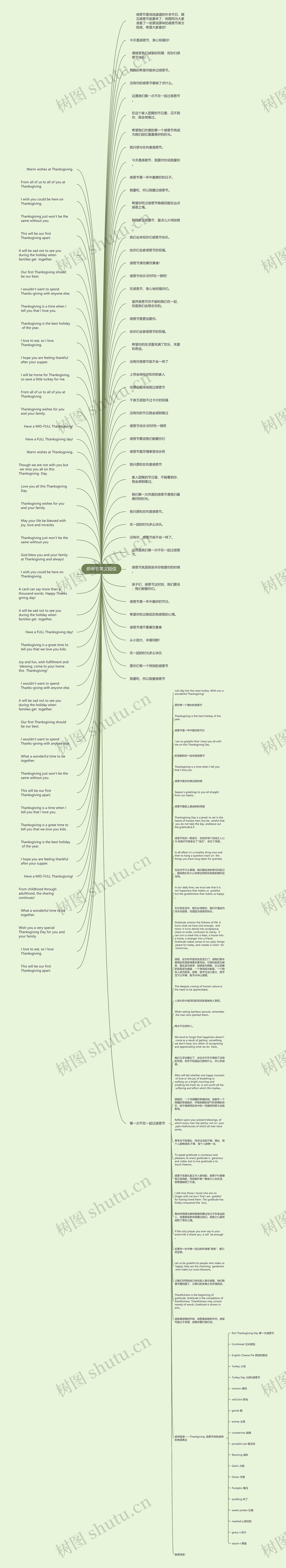 感恩节英文短信思维导图