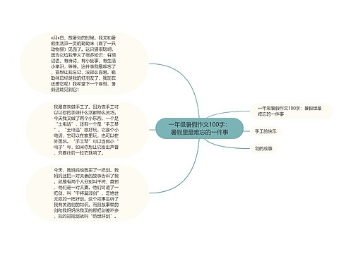 一年级暑假作文100字：暑假里最难忘的一件事