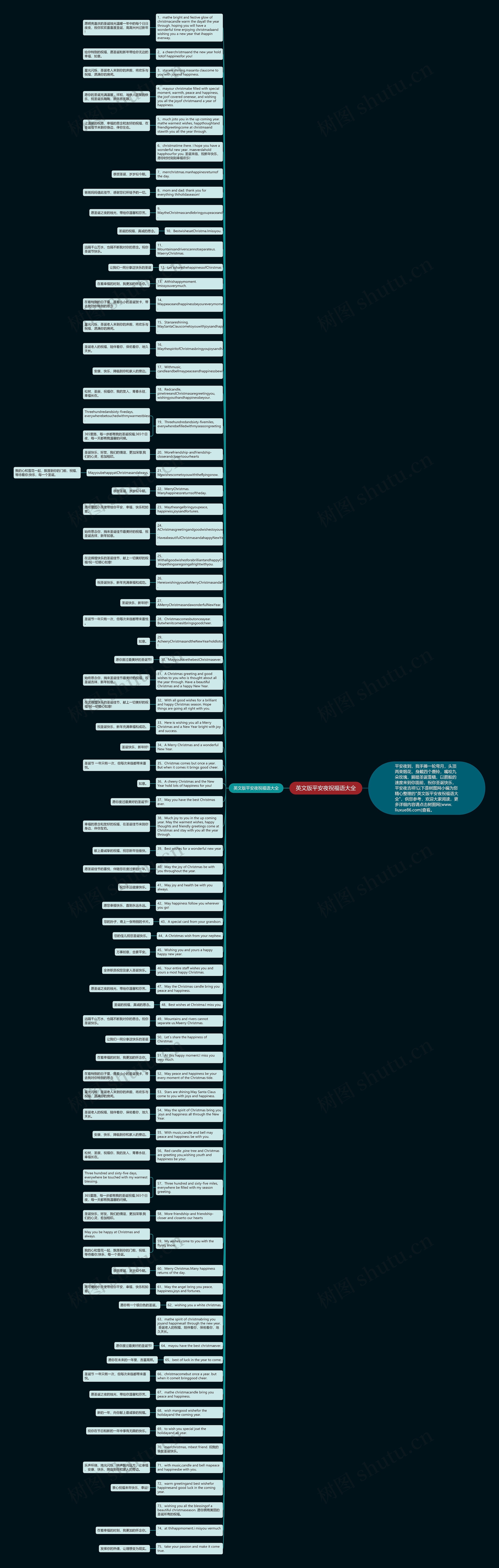 英文版平安夜祝福语大全思维导图