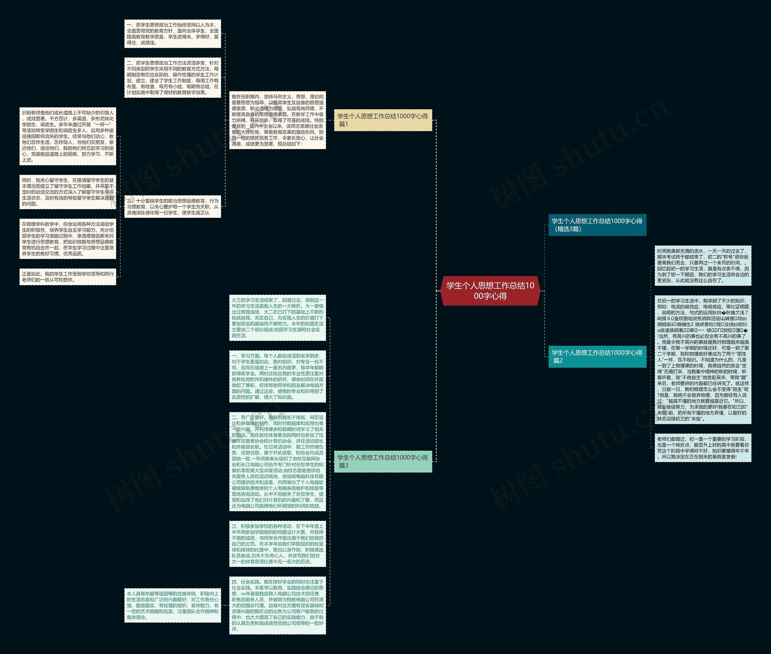 学生个人思想工作总结1000字心得思维导图