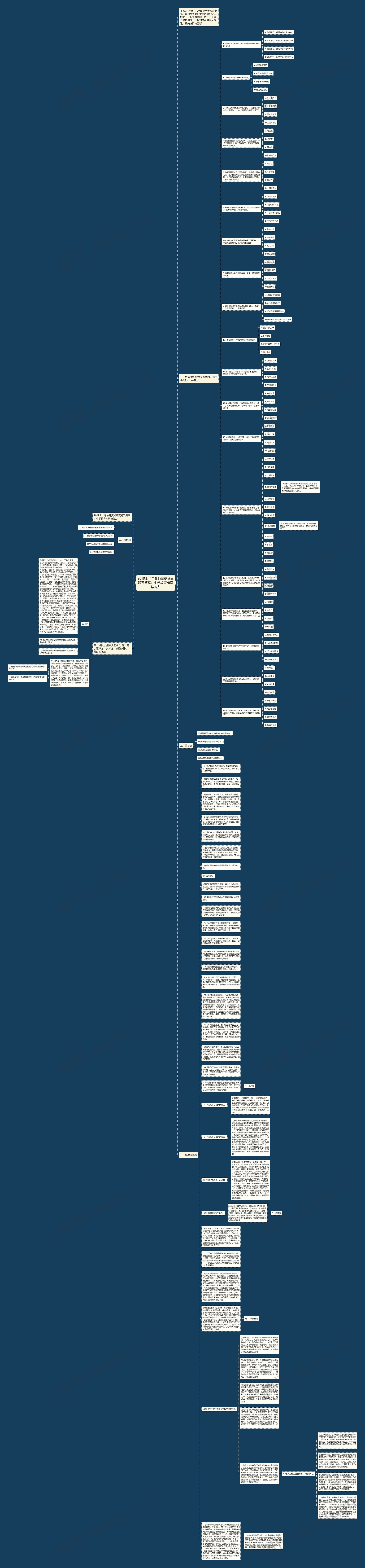 2019上半年教师资格证真题及答案：中学教育知识与能力思维导图