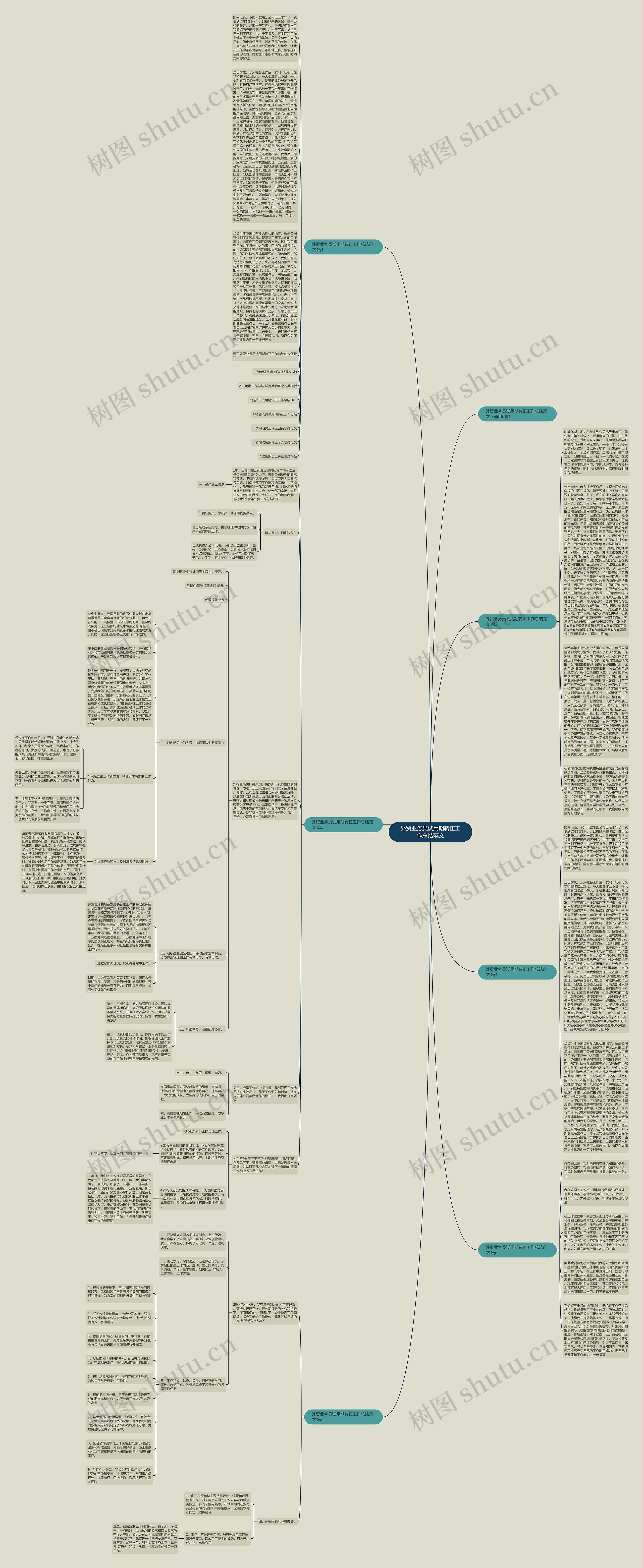 外贸业务员试用期转正工作总结范文思维导图