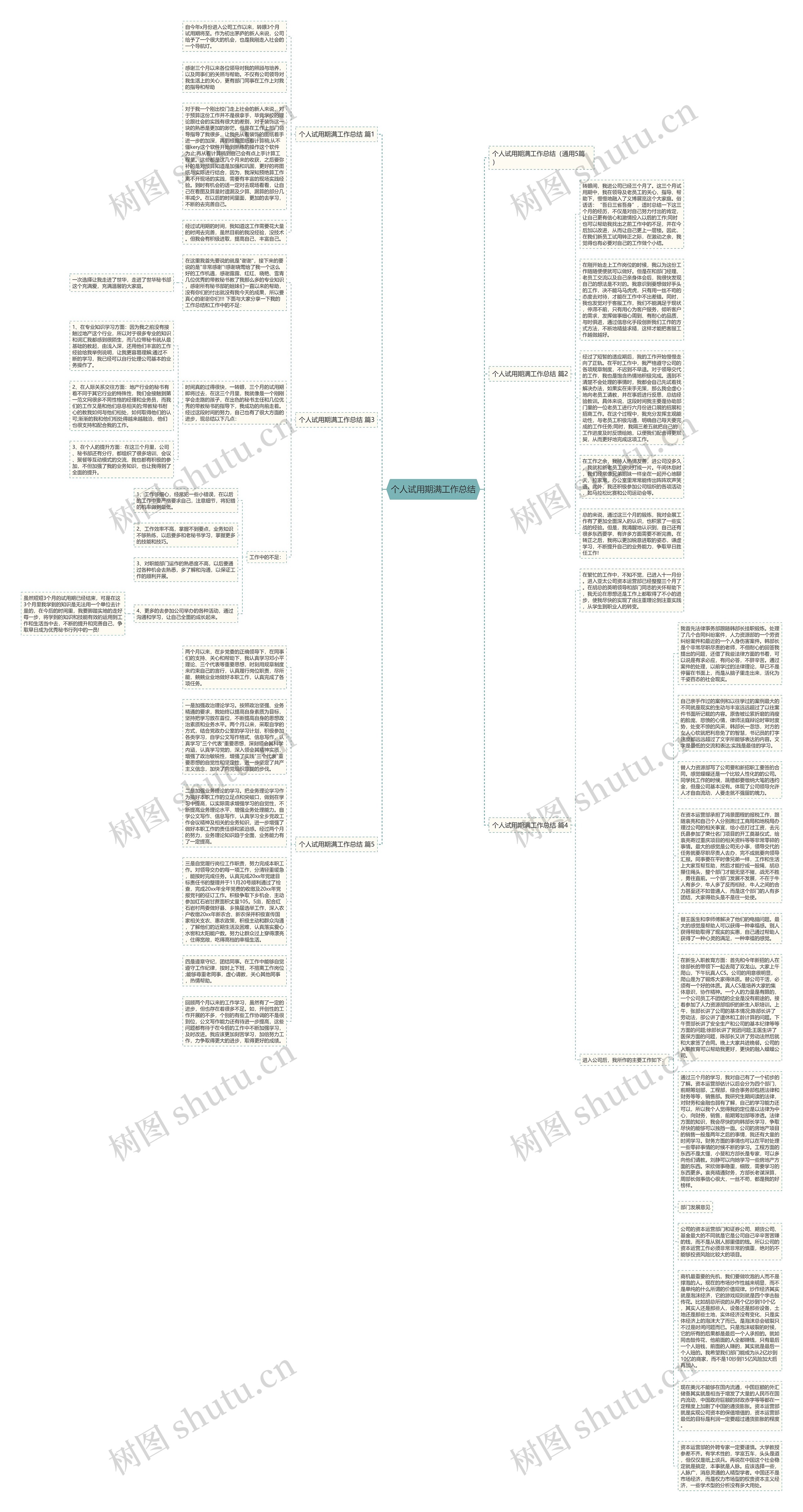 个人试用期满工作总结思维导图