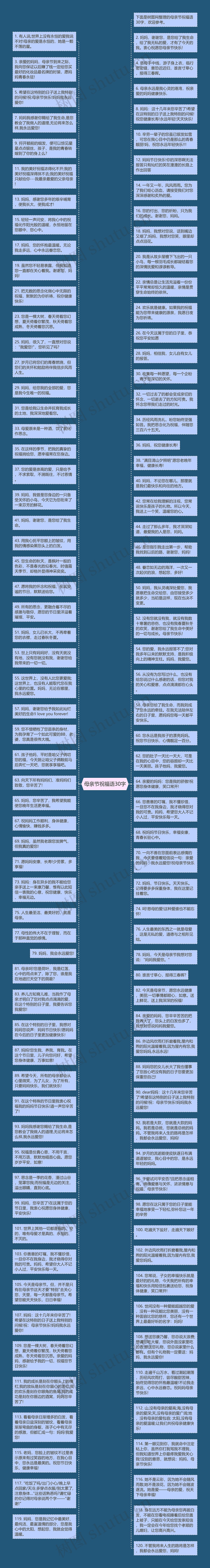 母亲节祝福语30字