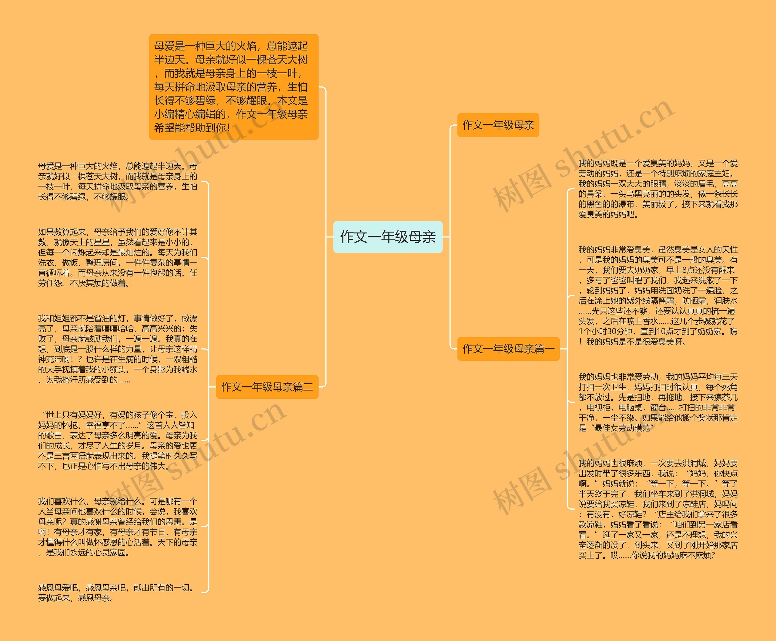 作文一年级母亲思维导图