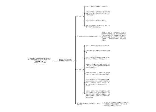 2023初三年级物理知识：《压强和浮力》