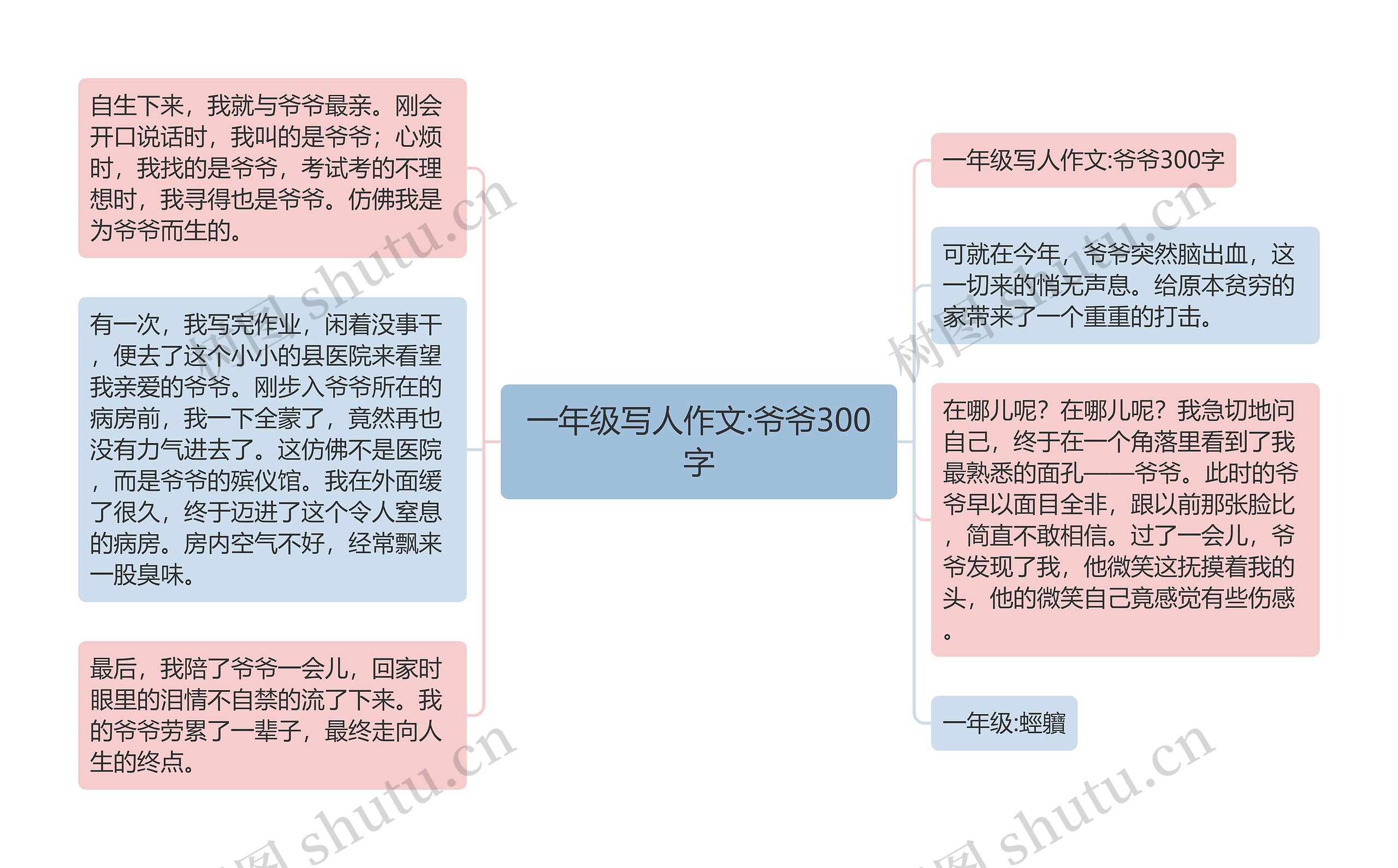 一年级写人作文:爷爷300字思维导图