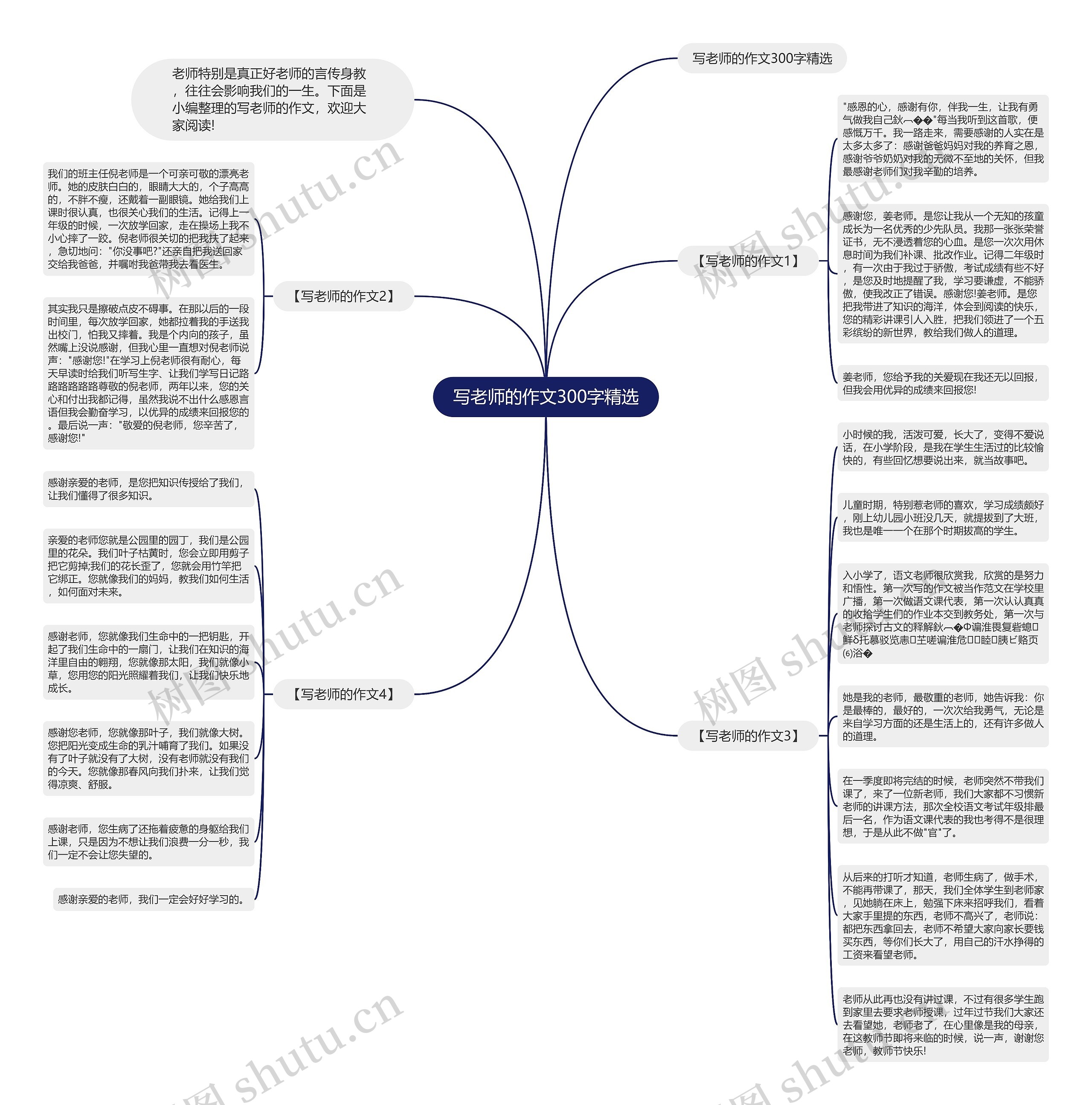 写老师的作文300字精选思维导图