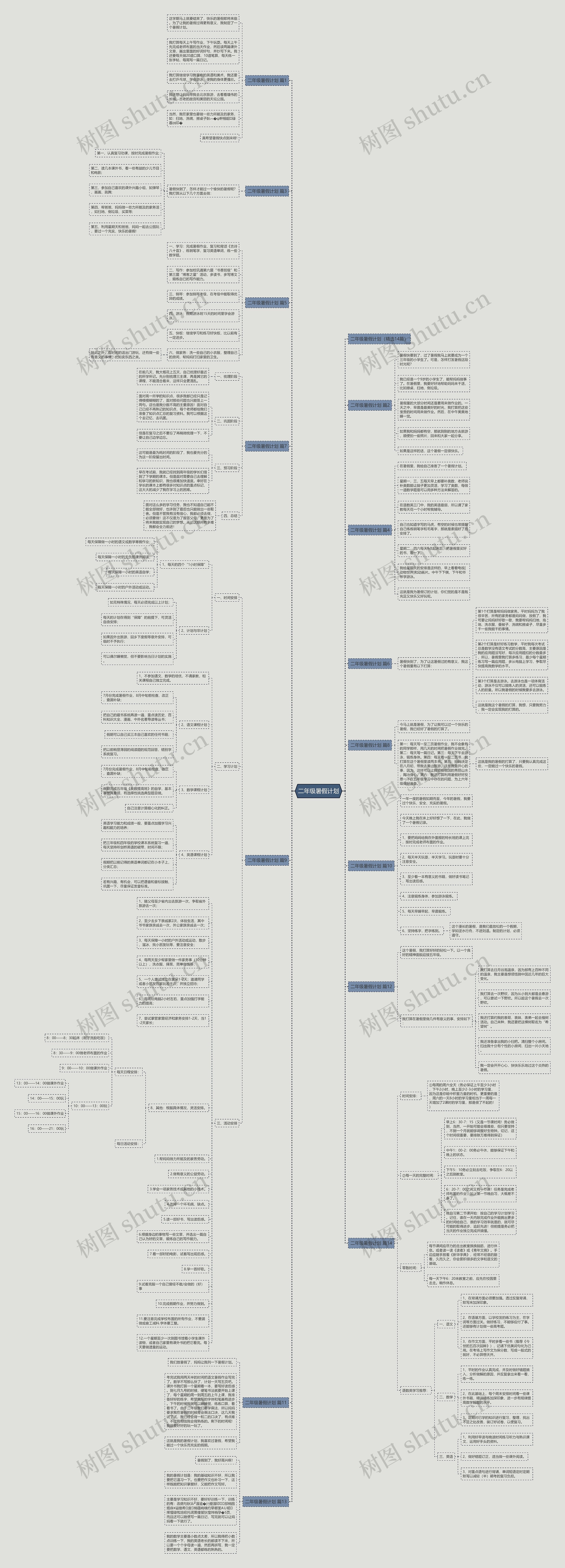 二年级暑假计划思维导图