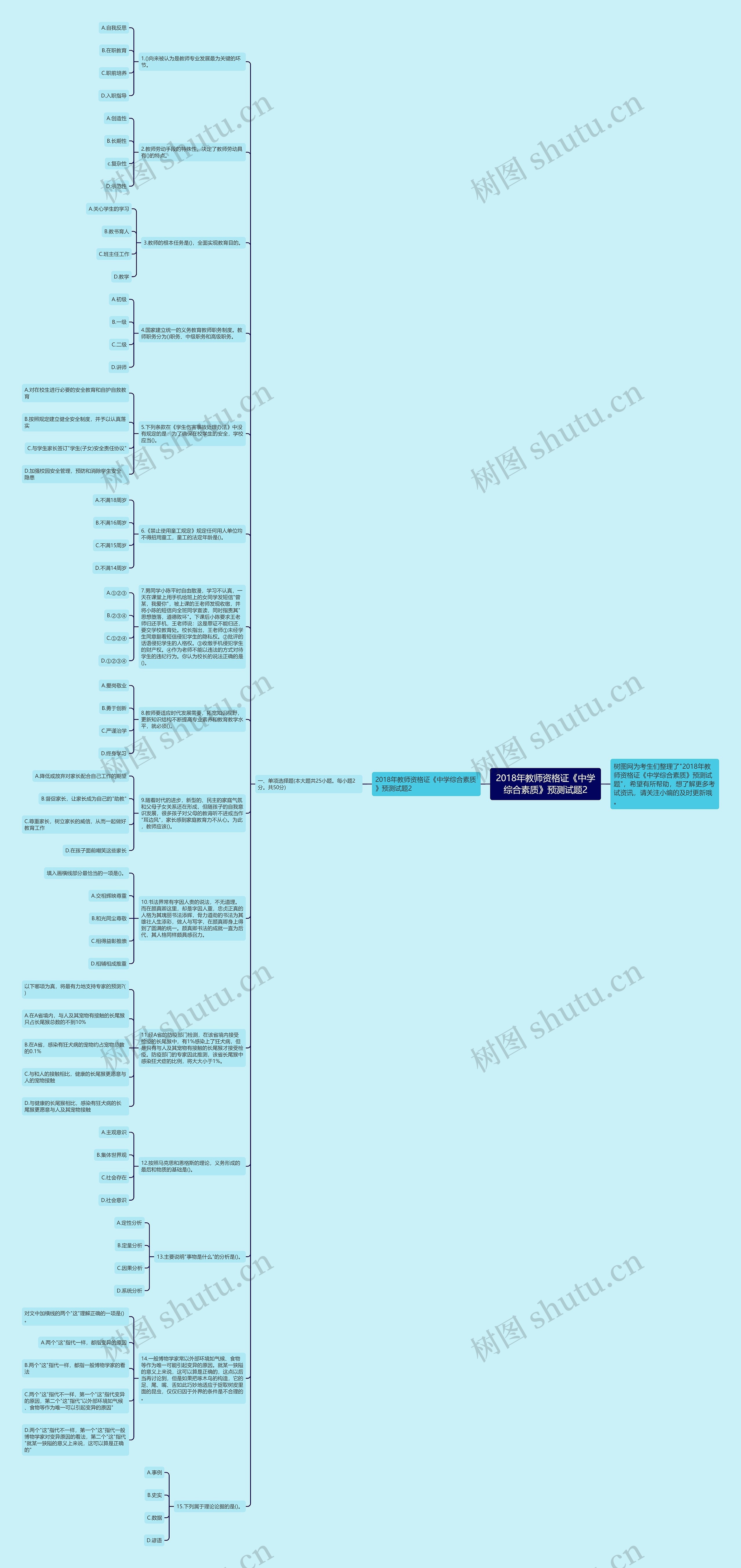 2018年教师资格证《中学综合素质》预测试题2思维导图