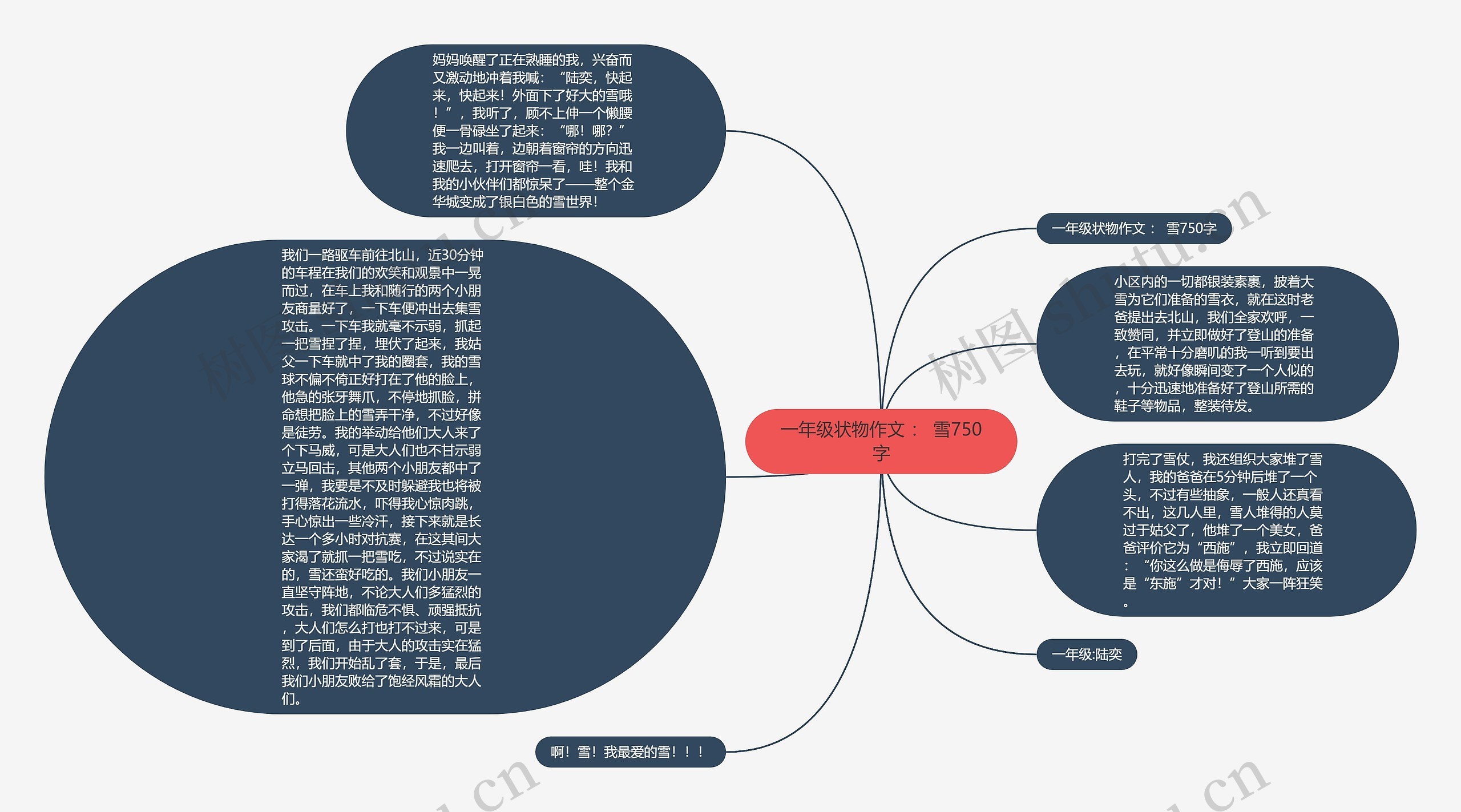 一年级状物作文 ： 雪750字思维导图