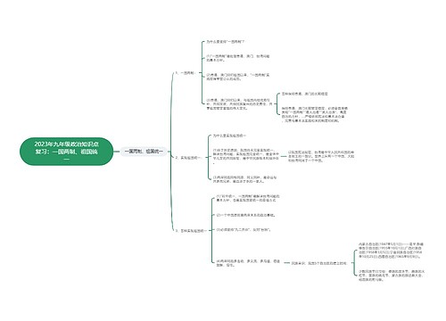 2023年九年级政治知识点复习：一国两制、祖国统一