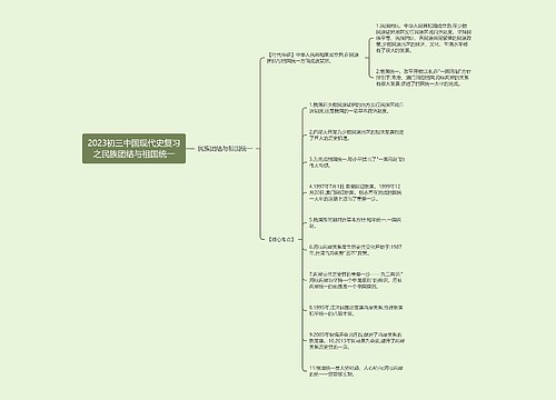 2023初三中国现代史复习之民族团结与祖国统一