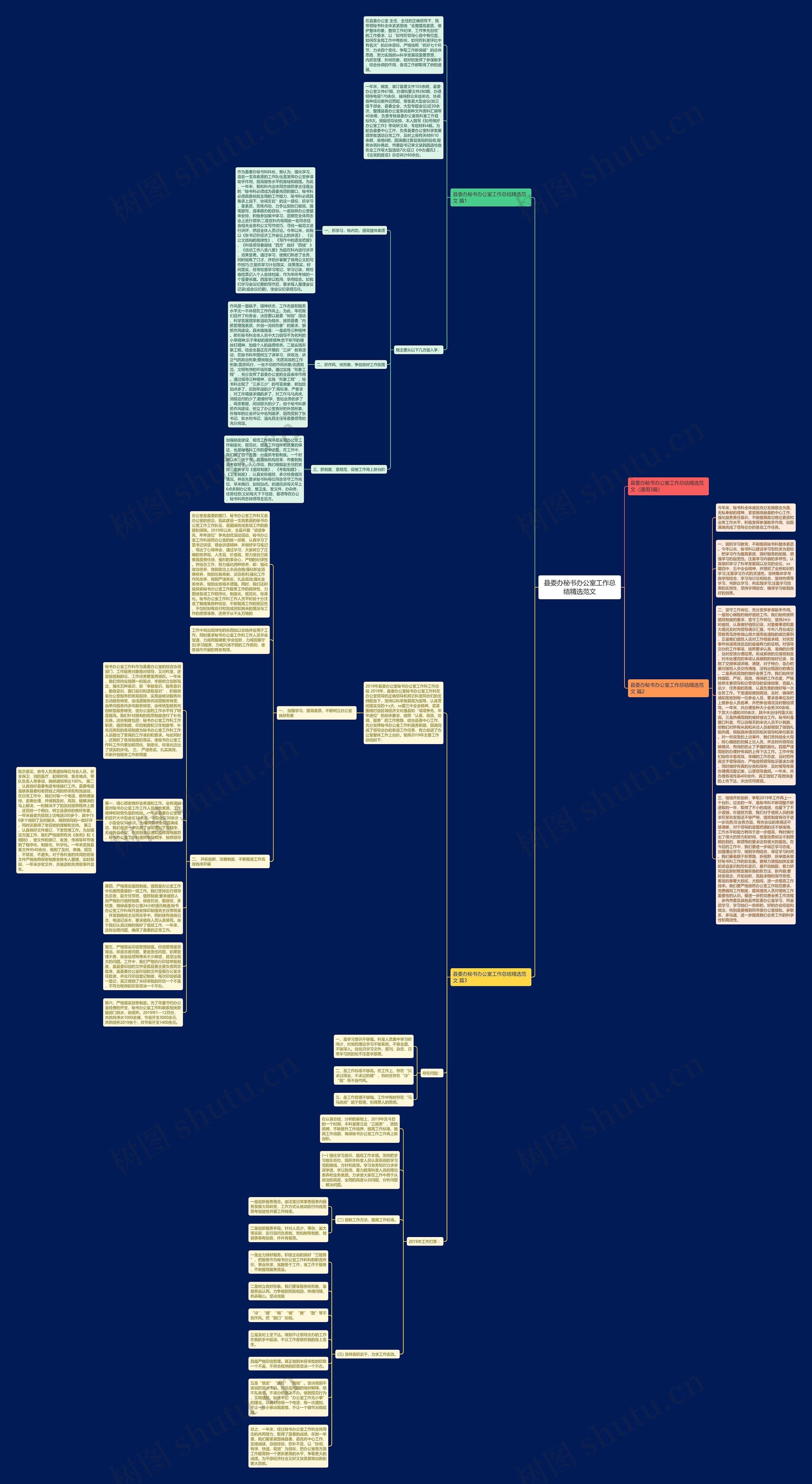 县委办秘书办公室工作总结精选范文思维导图