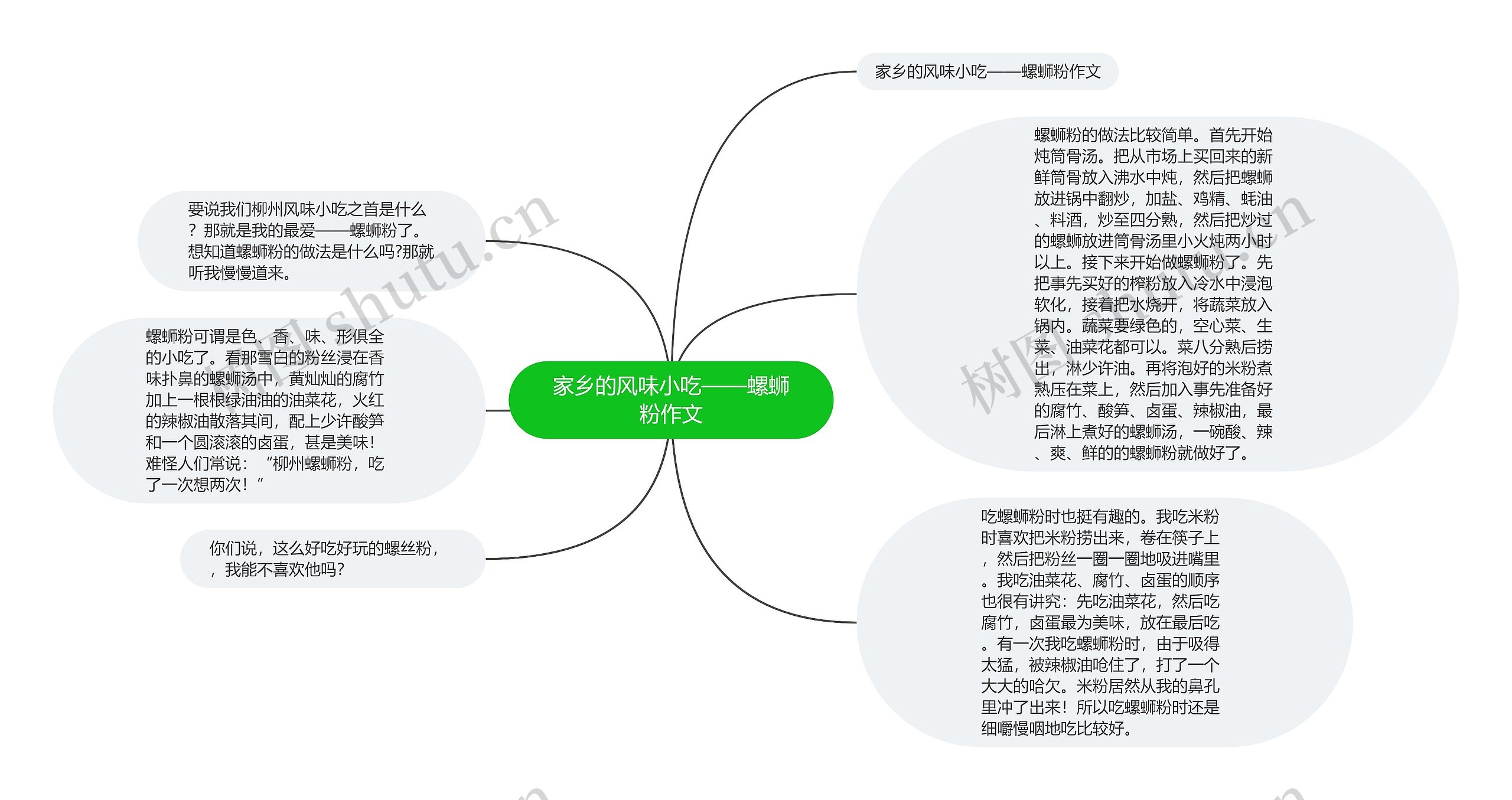 家乡的风味小吃——螺蛳粉作文思维导图