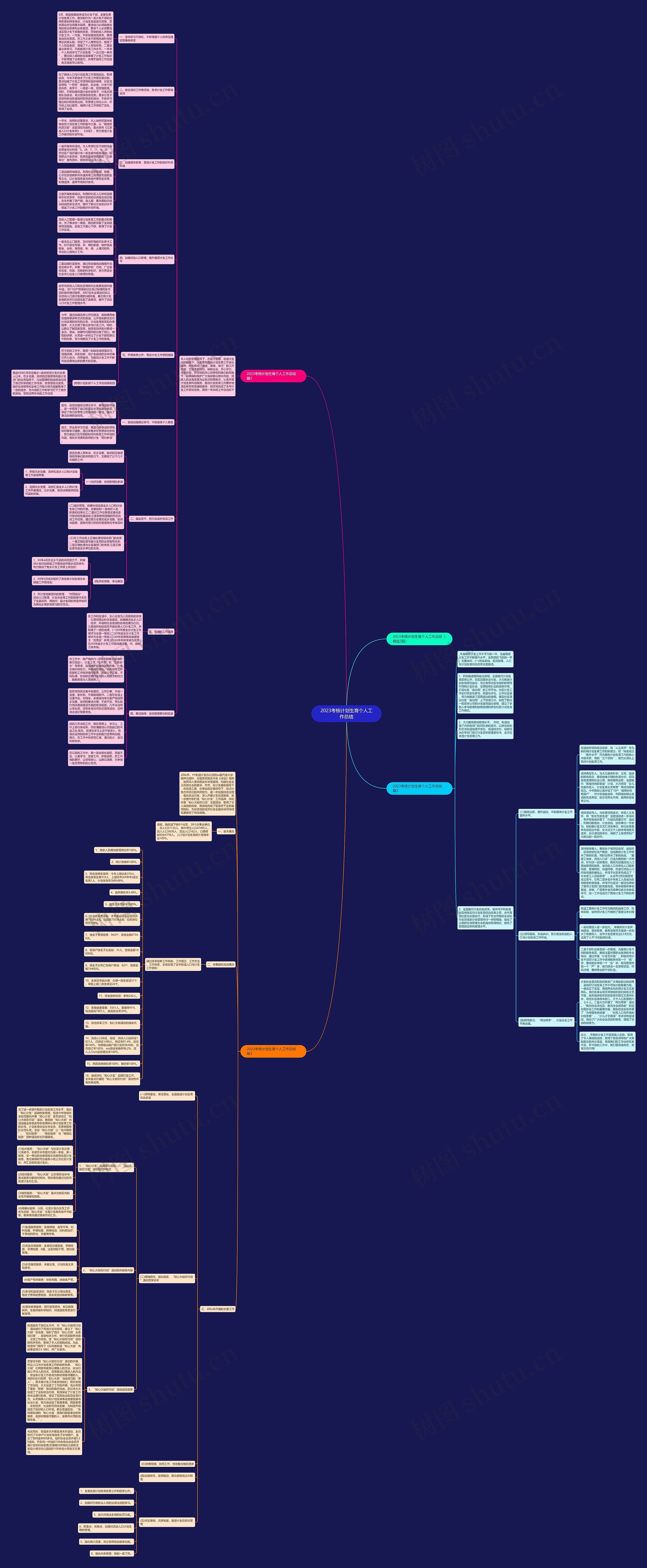 2023考核计划生育个人工作总结思维导图