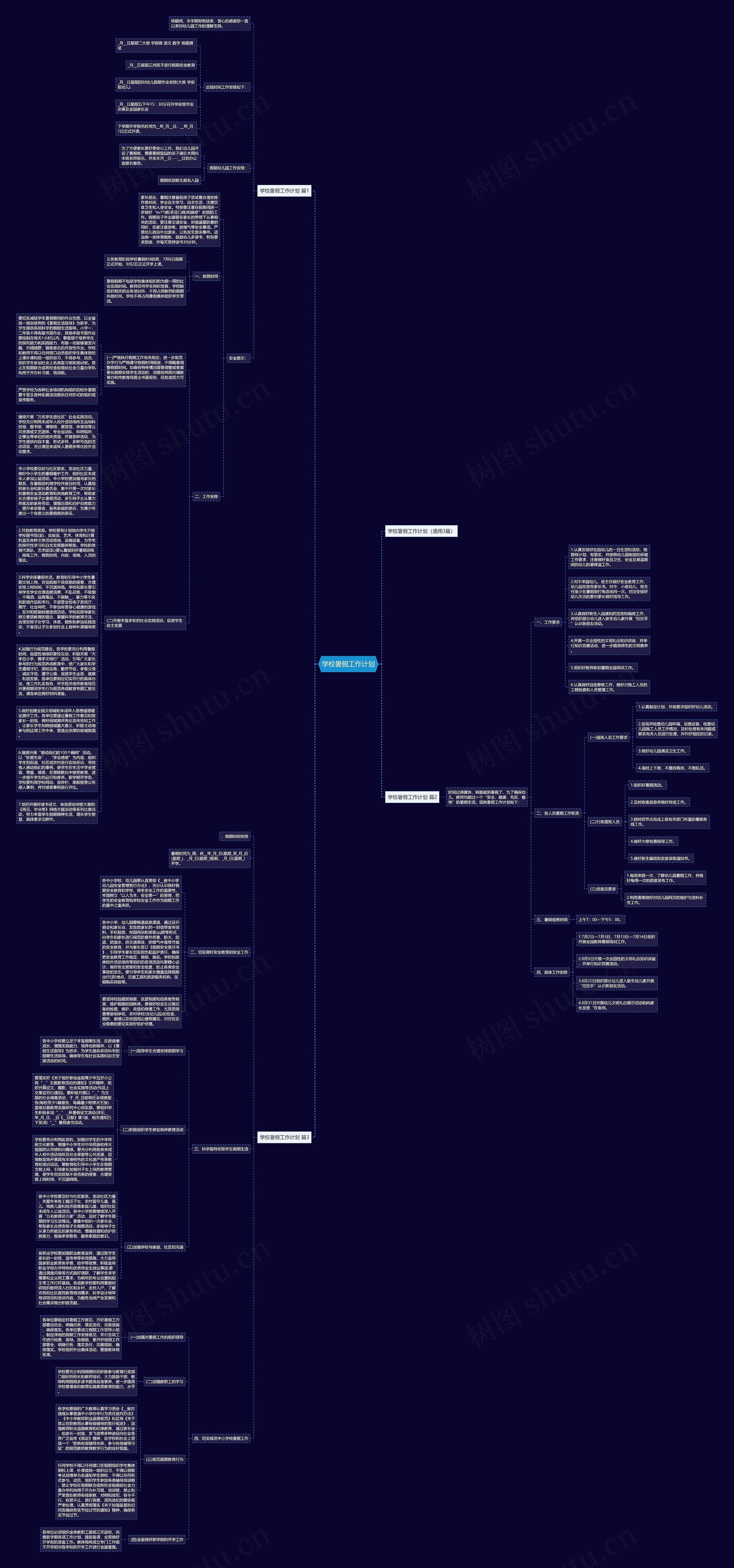 学校暑假工作计划思维导图