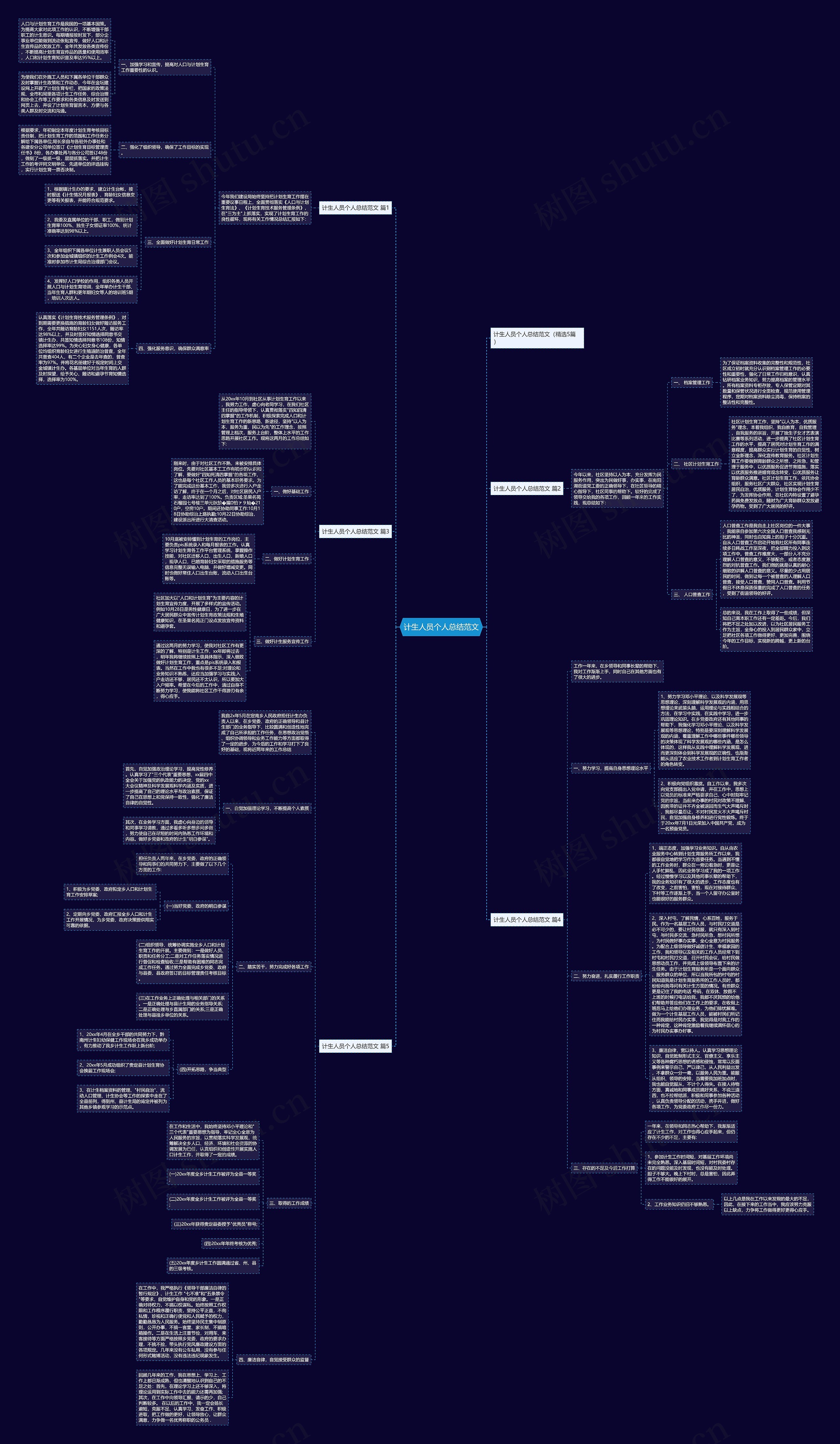 计生人员个人总结范文思维导图