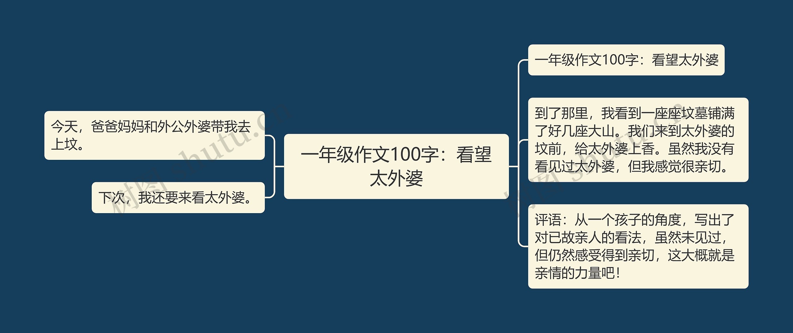 一年级作文100字：看望太外婆思维导图