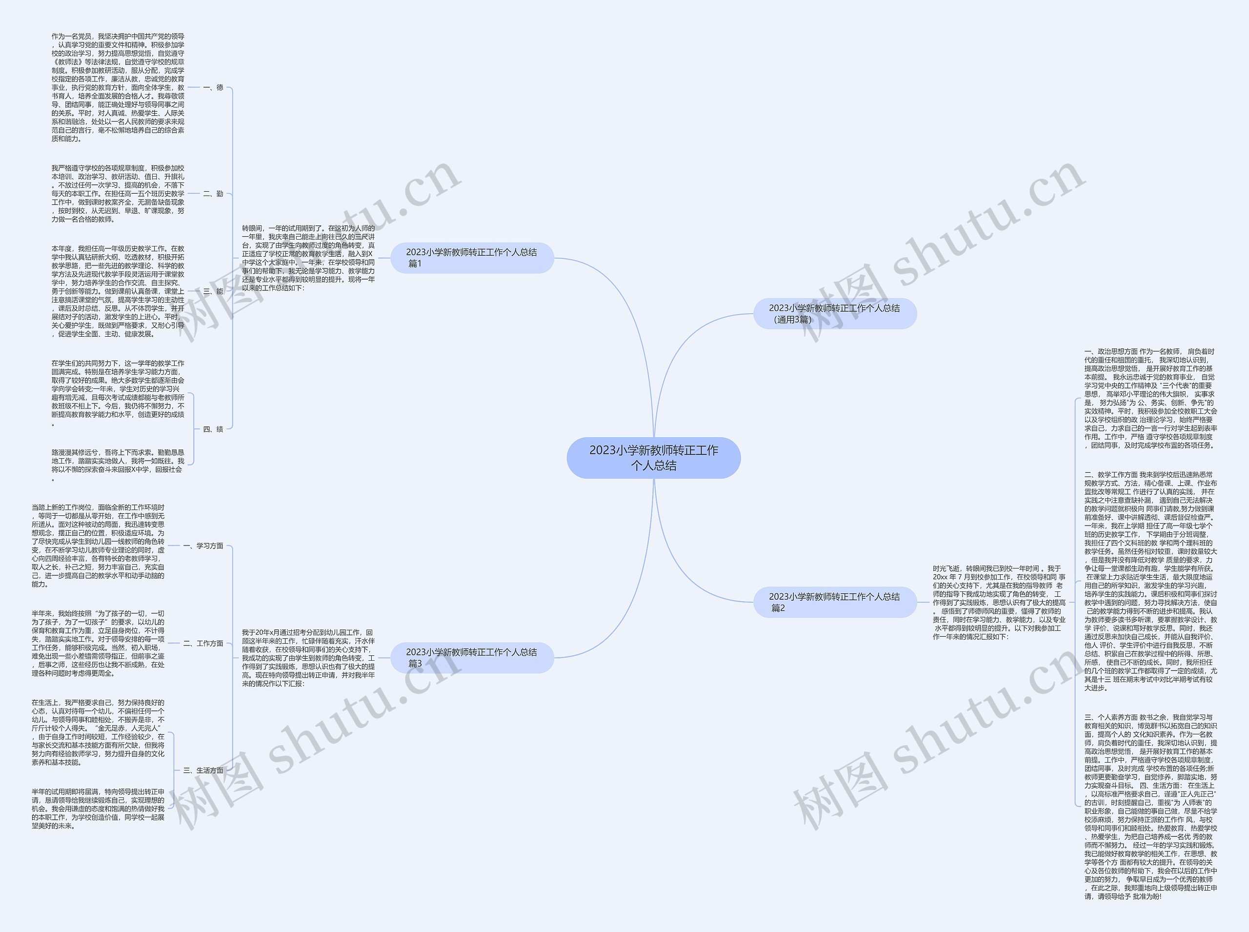 2023小学新教师转正工作个人总结思维导图