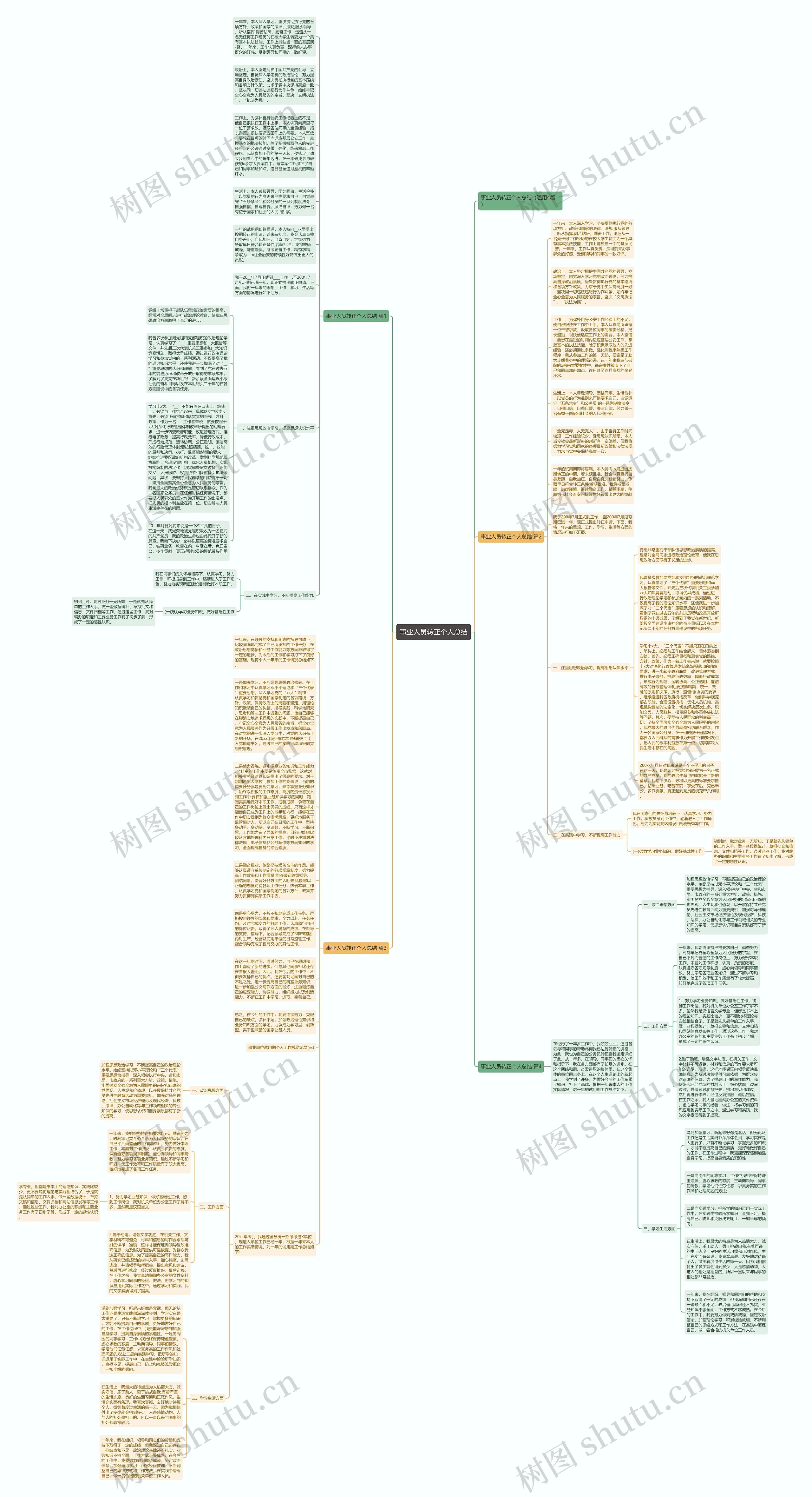 事业人员转正个人总结思维导图