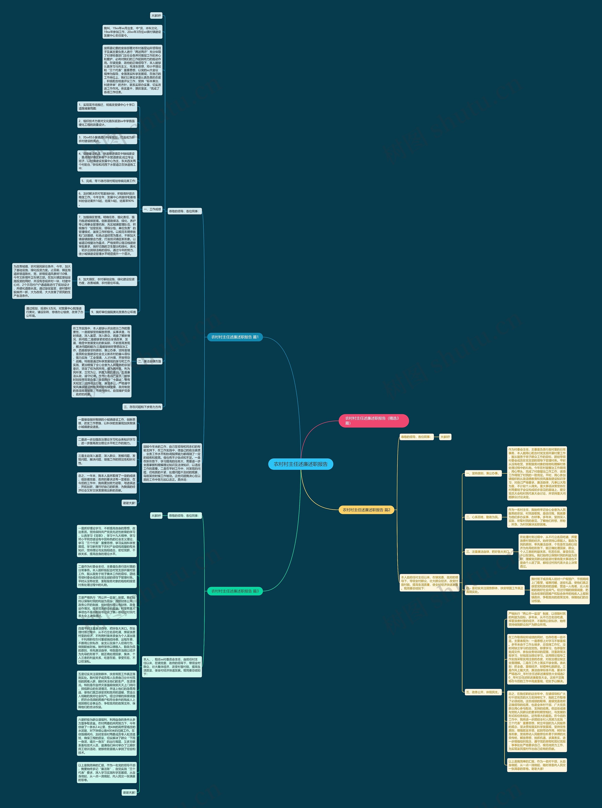 农村村主任述廉述职报告思维导图