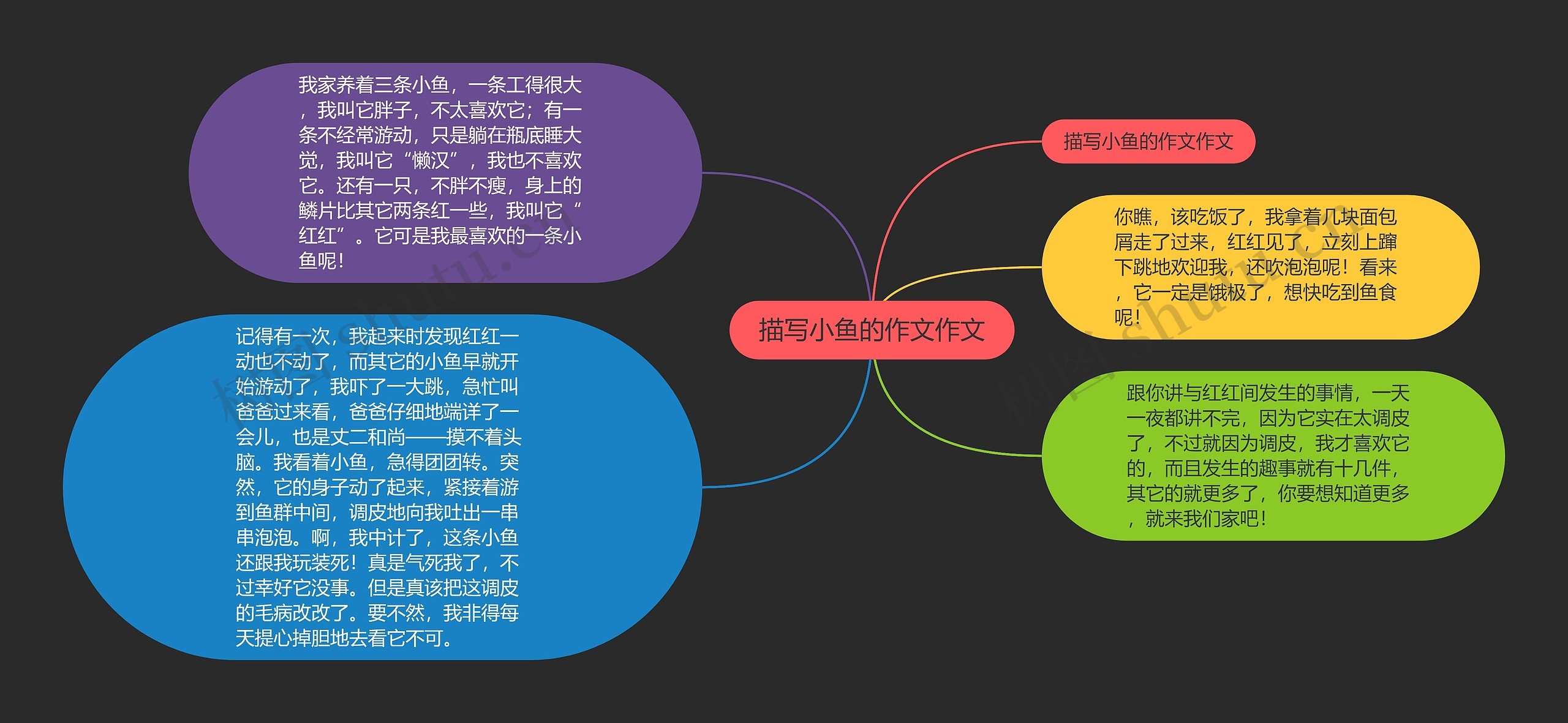 描写小鱼的作文作文思维导图