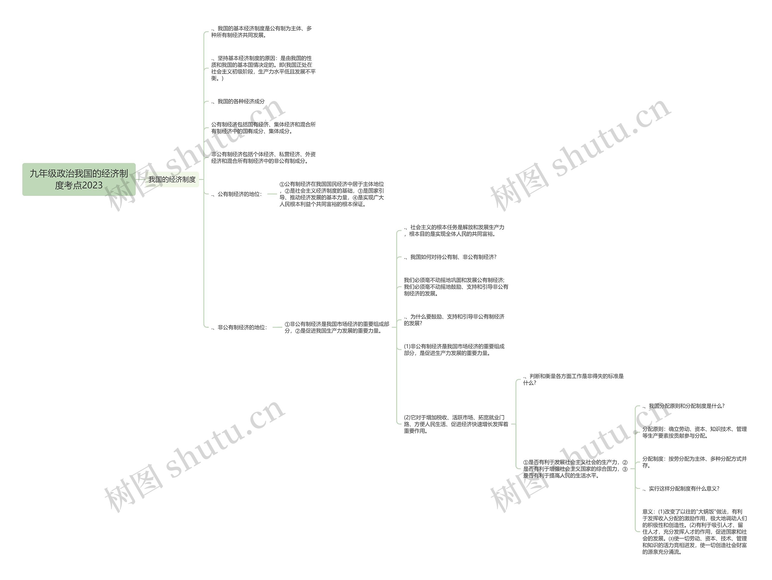 九年级政治我国的经济制度考点2023思维导图