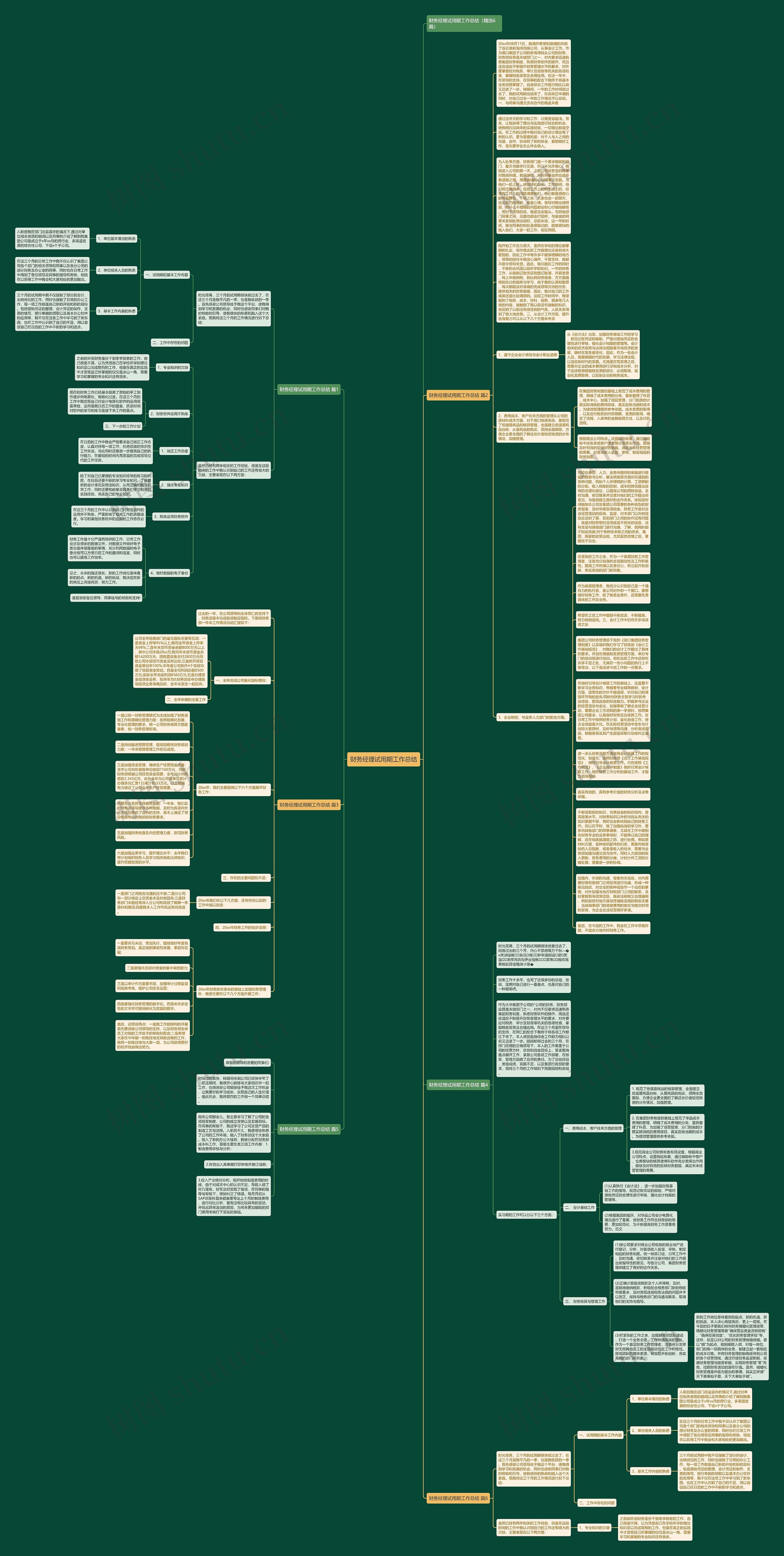 财务经理试用期工作总结思维导图