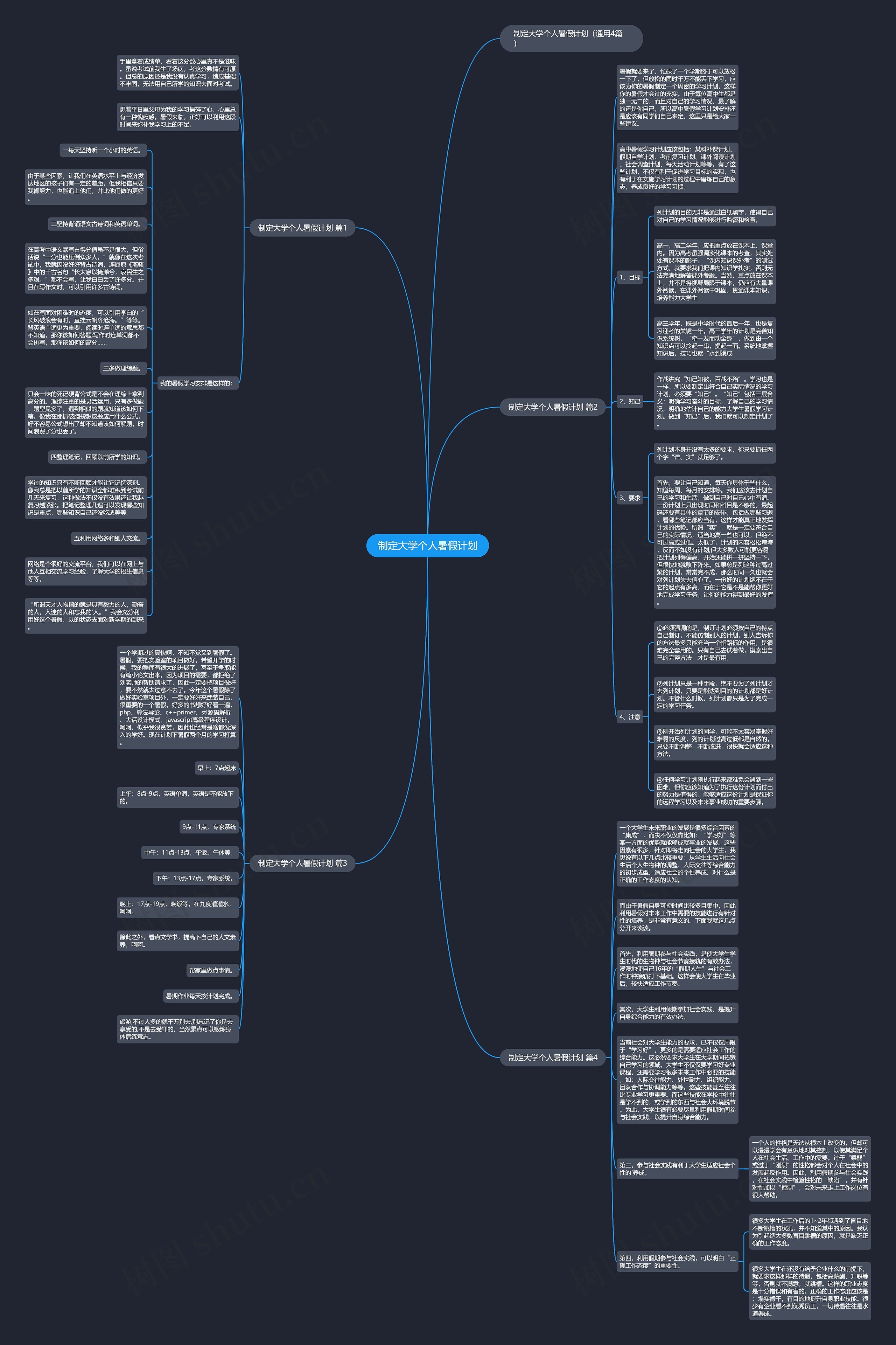 制定大学个人暑假计划思维导图