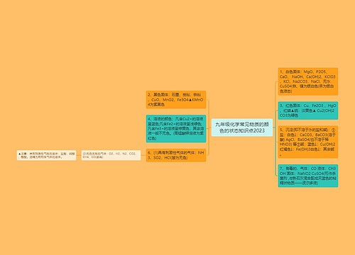 九年级化学常见物质的颜色的状态知识点2023