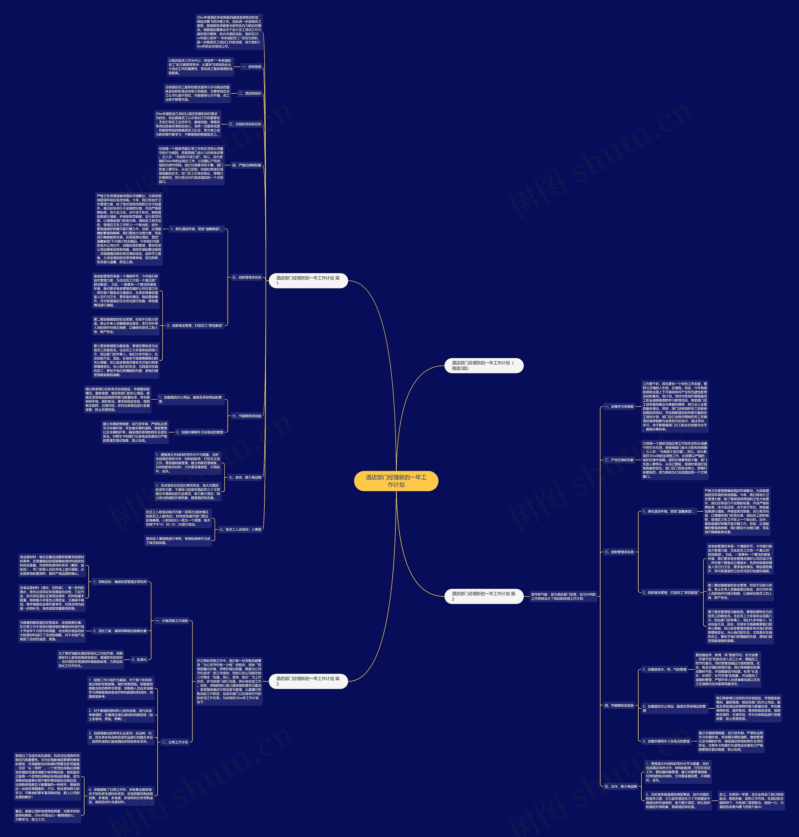 酒店部门经理新的一年工作计划思维导图