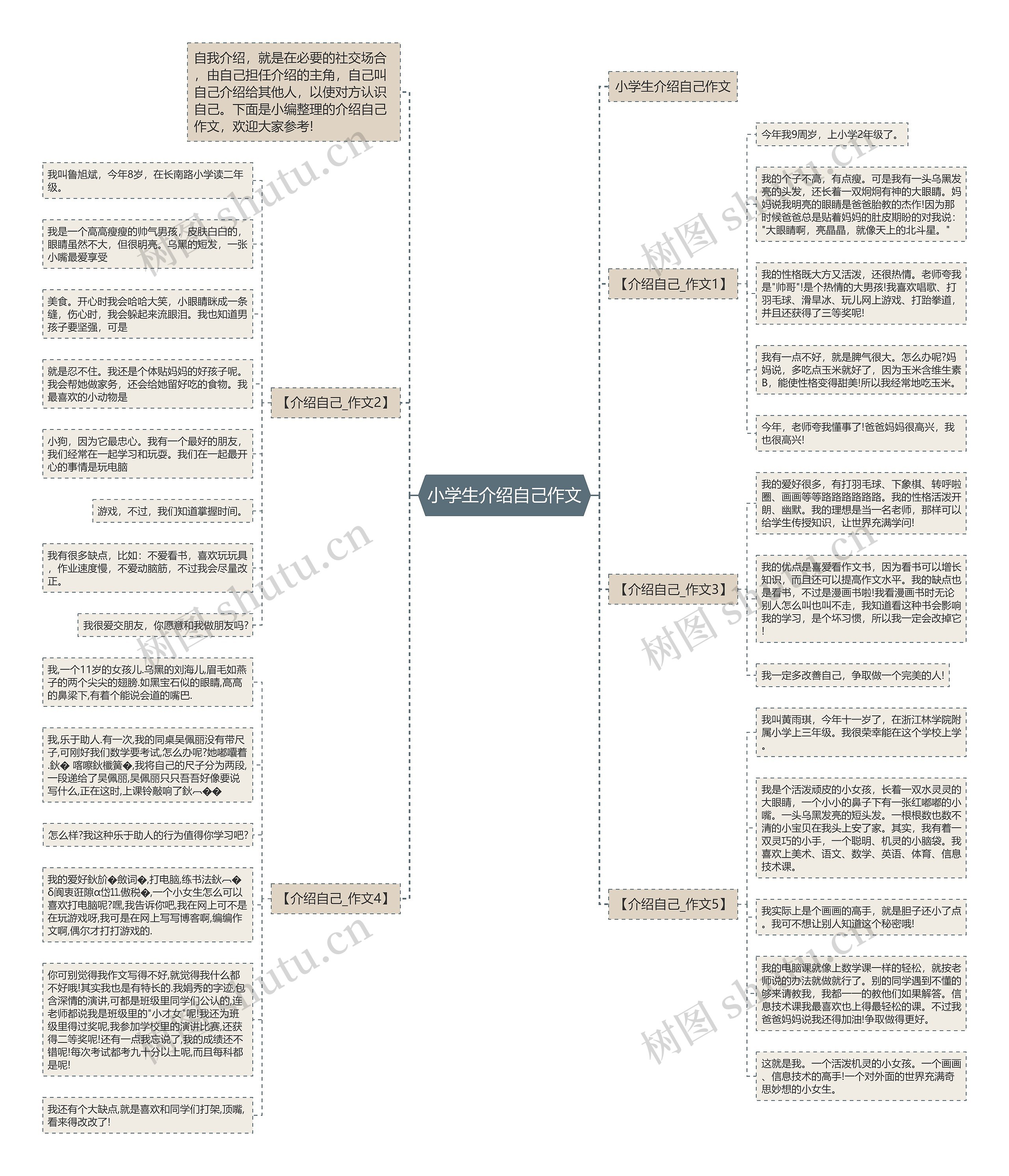 小学生介绍自己作文思维导图