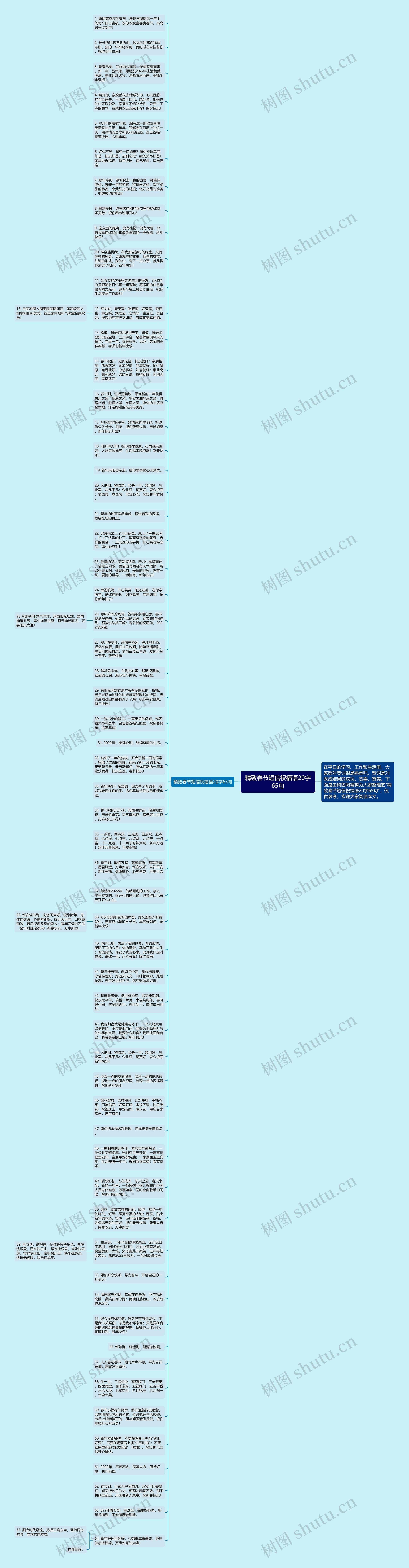 精致春节短信祝福语20字65句思维导图