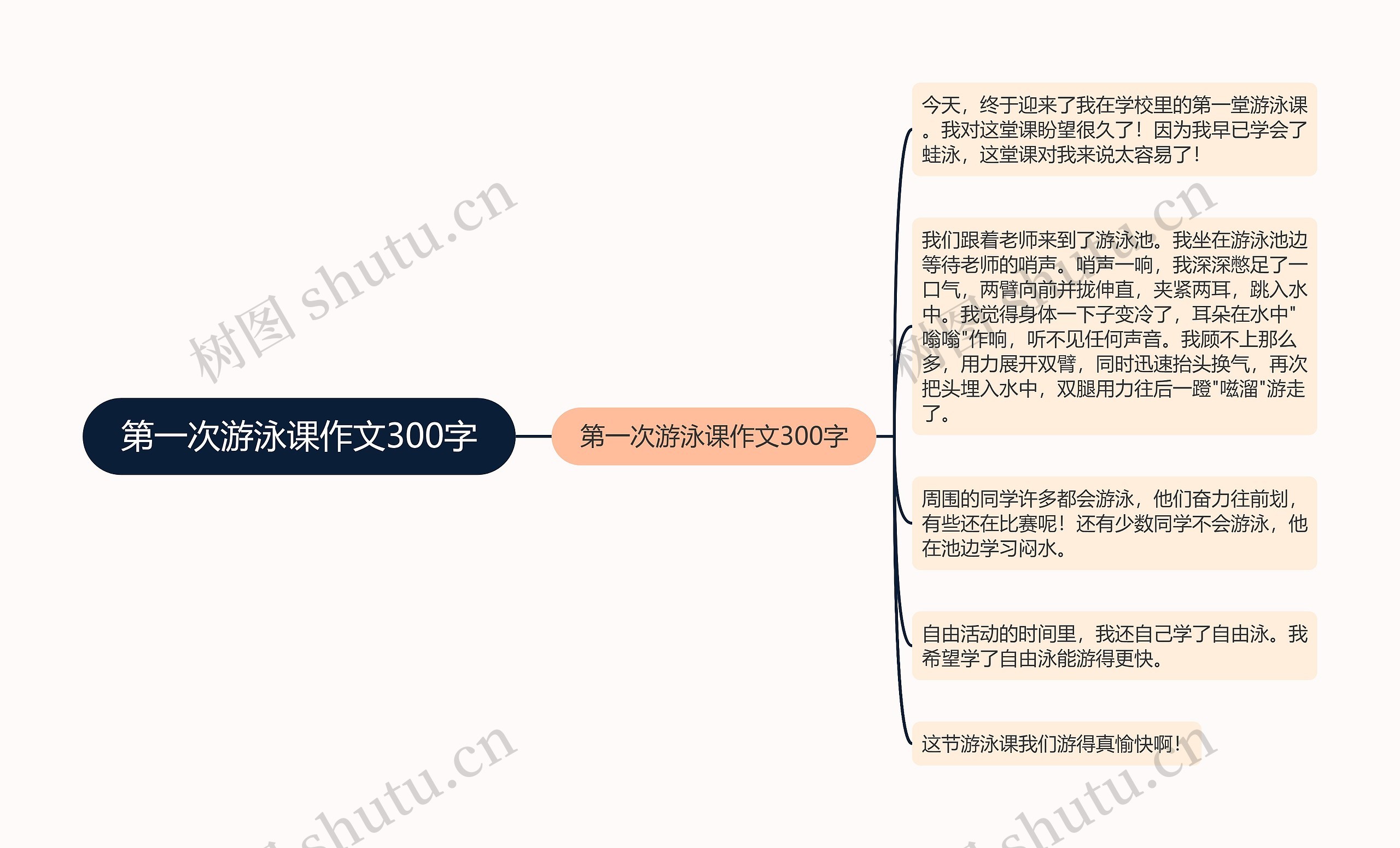 第一次游泳课作文300字思维导图