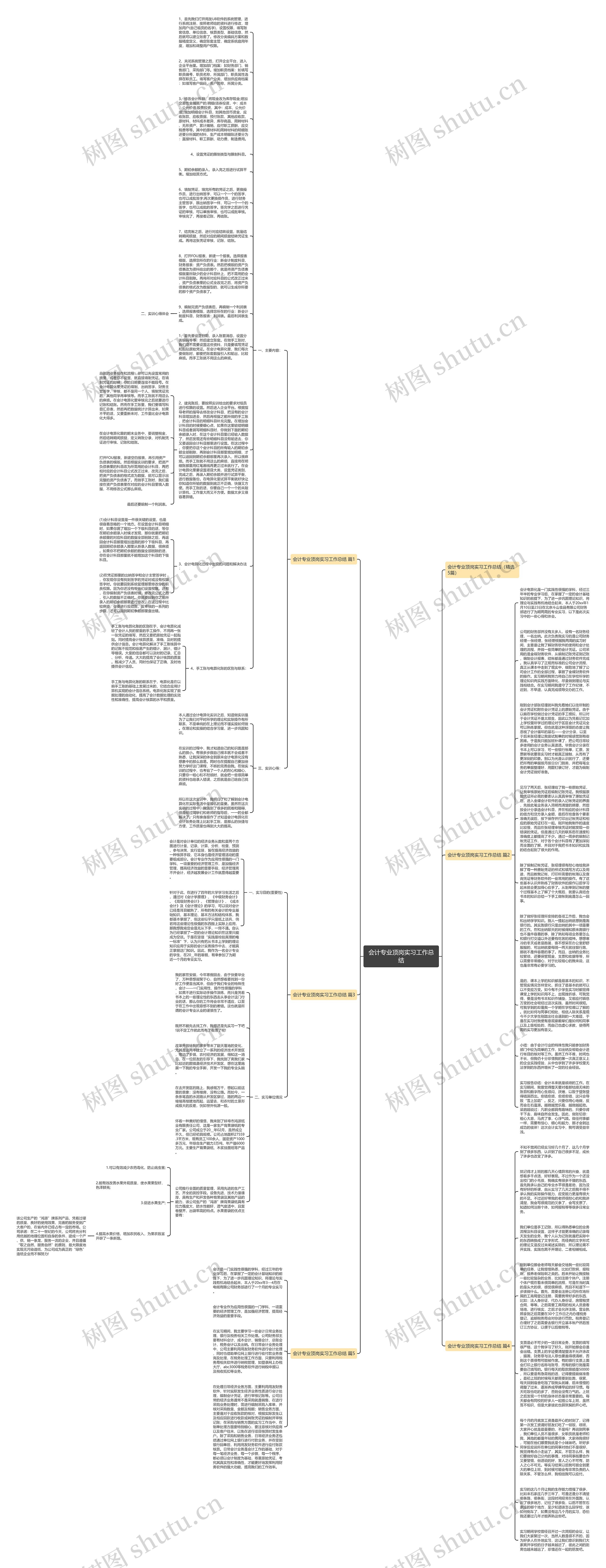 会计专业顶岗实习工作总结思维导图
