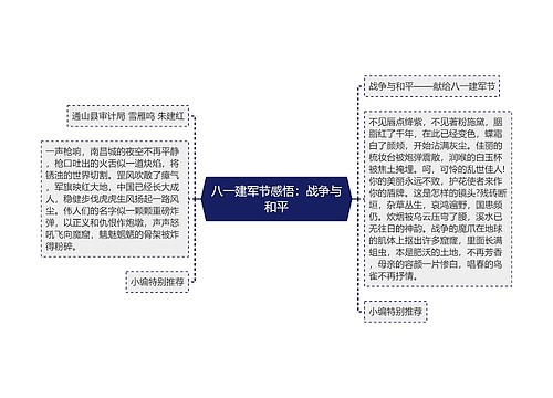 八一建军节感悟：战争与和平