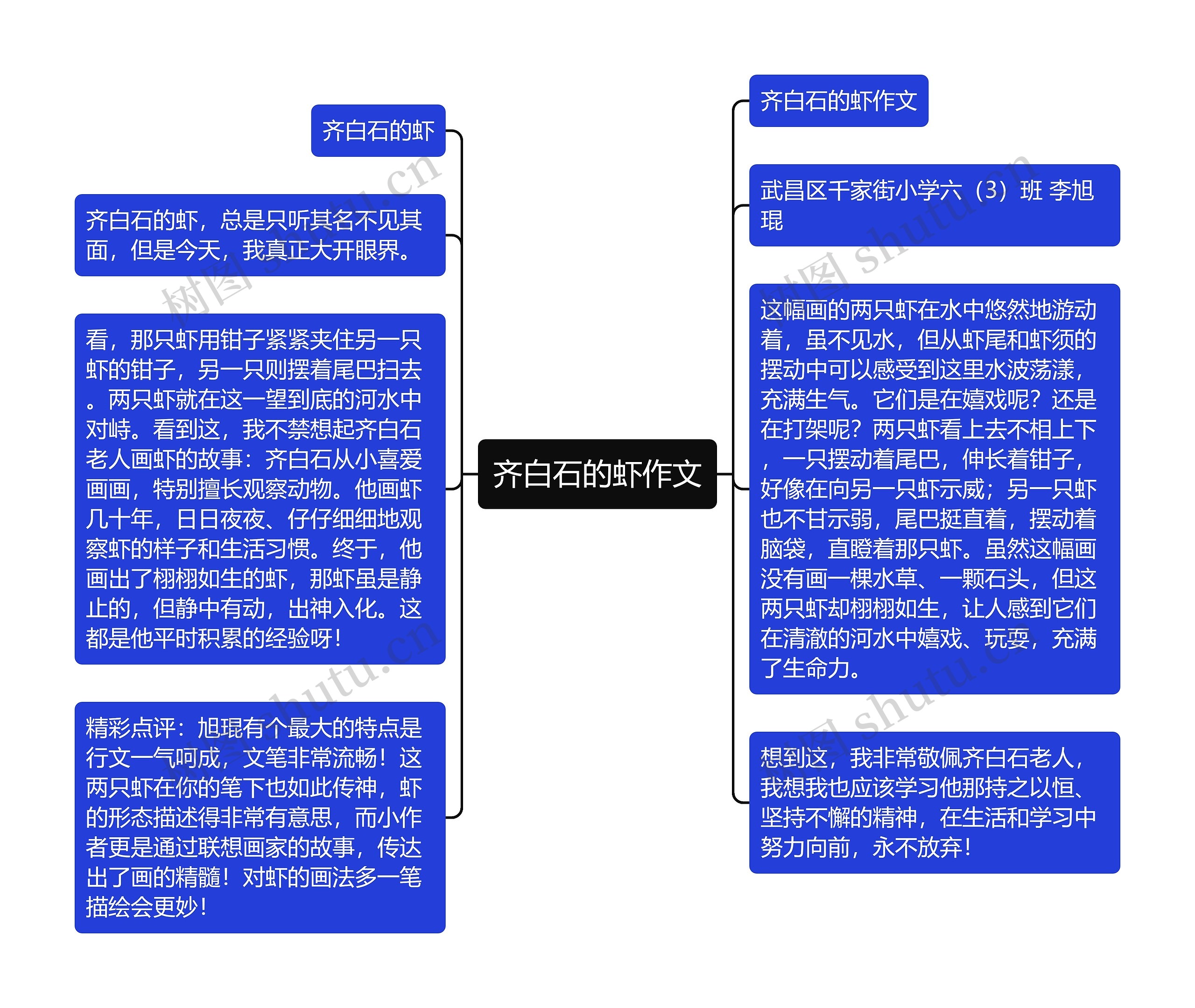 齐白石的虾作文思维导图