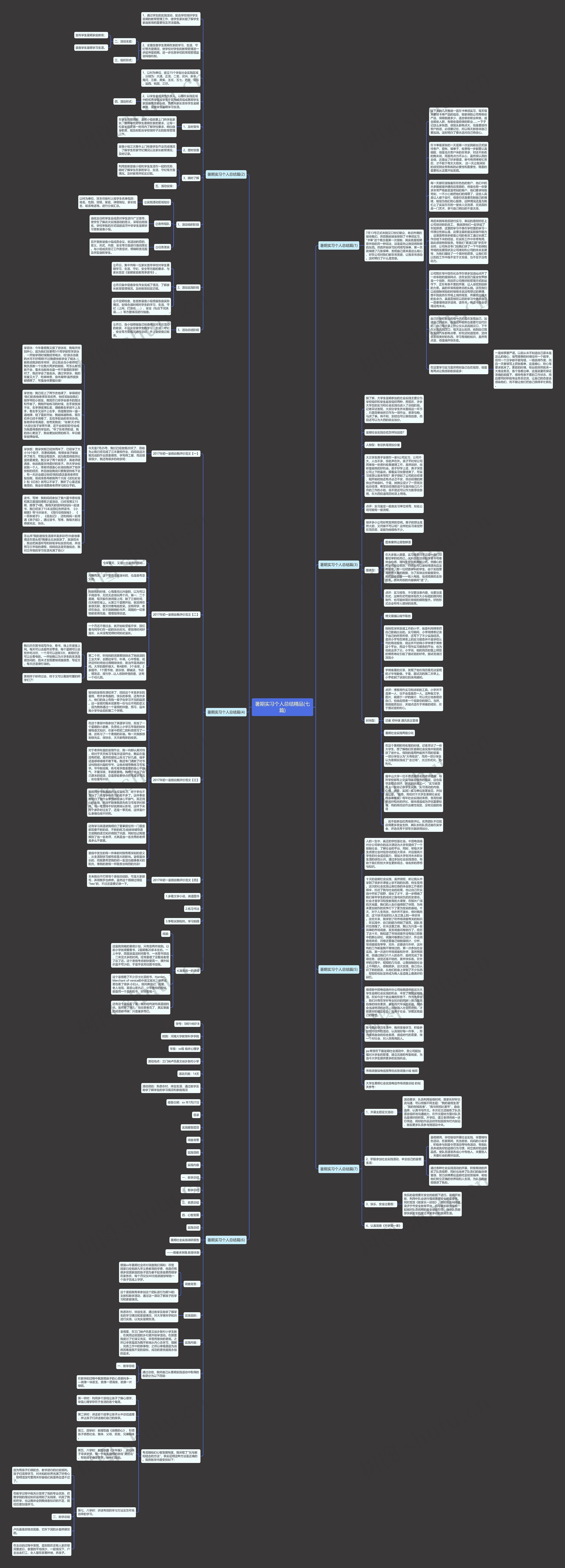 暑期实习个人总结精品(七篇)思维导图