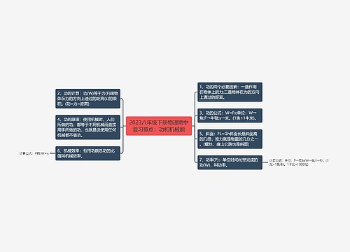 2023八年级下册物理期中复习重点：功和机械能